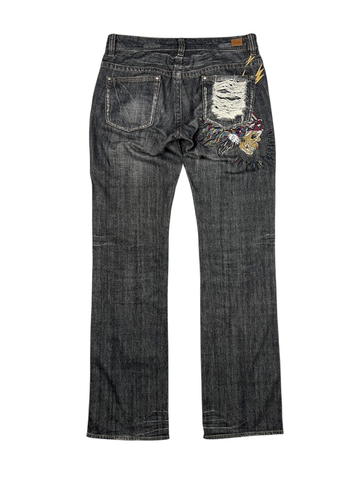 Japanese Brand × Nicole Club Nicole Club For Men Apache Skull Embroidery Flare Denim Size US 34 / EU 50 - 3 Thumbnail