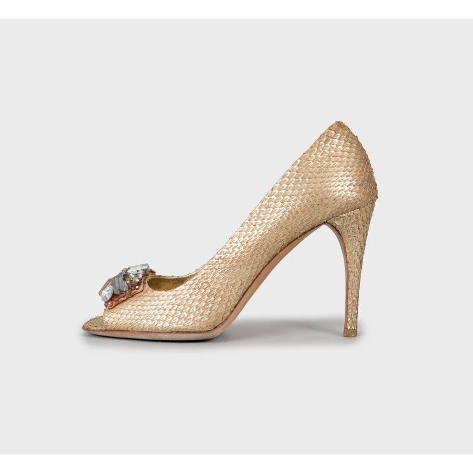 Prada Prada Gold Snakeskin Wedge Sandals Sz. 39 Size US 9 / IT 39 - 1 Thumbnail