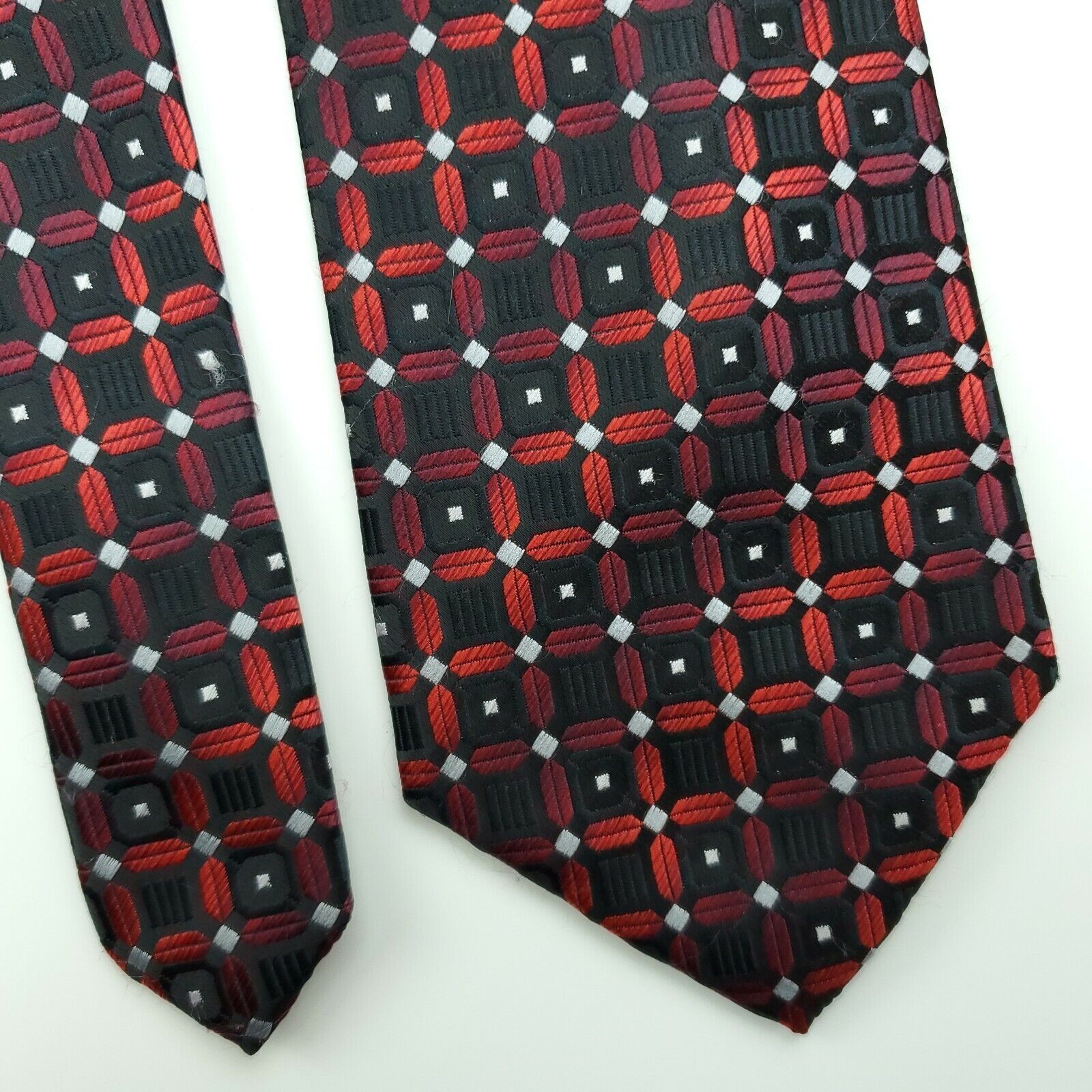 Croft & Barrow Croft & Barrow Red Black Geometric Polyester Wide Tie Size ONE SIZE - 1 Thumbnail