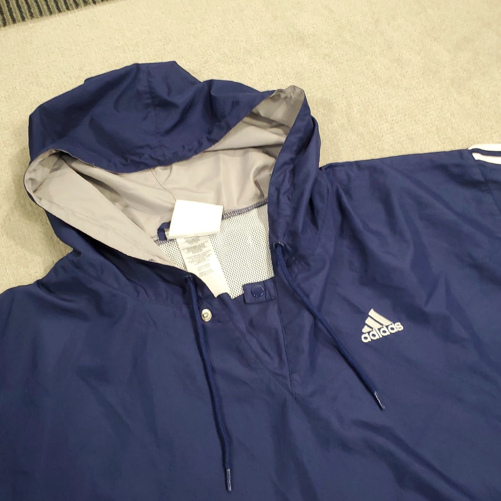 Adidas VINTAGE adidas Jacket Mens 2XL Windbreaker Blue Logo Pockets 90s Y2K Outdoor Vented Hooded Regular Jacket Mens Size US XXL / EU 58 / 5 - 2 Thumbnail