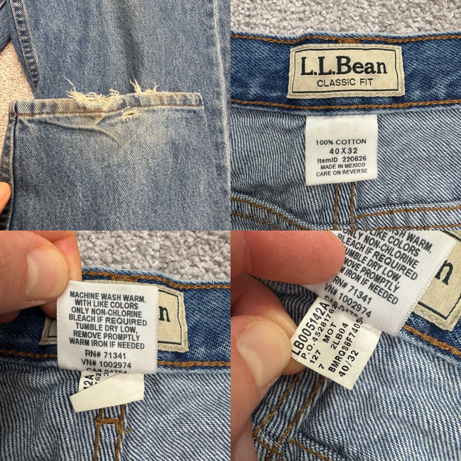 Vintage L.L. Bean Jeans Mens 40x32 Blue Denim Classic Straight 100% Cotton Casual Size US 40 / EU 56 - 8 Thumbnail