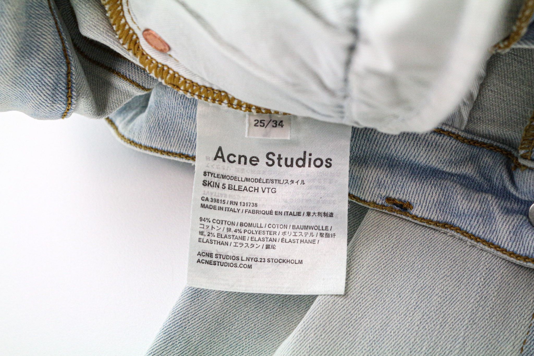Acne Studios SKIN 5 POCKET W25/L34 Light Blue Skinny Jeans 74670 Size 25" / US 0 / IT 36 - 5 Thumbnail