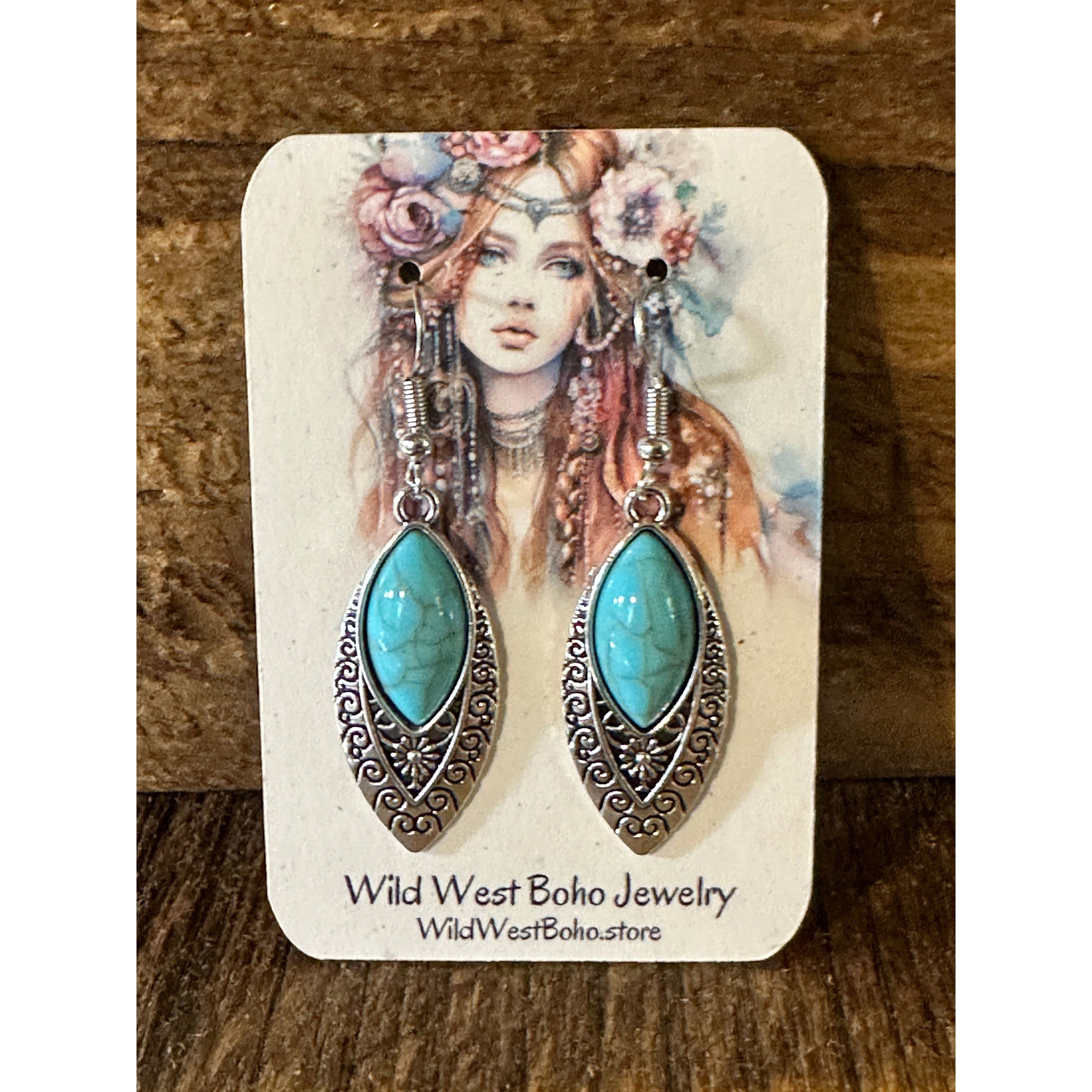 Other Boho Vintage Chic Southwestern Dangle Wire Earrings, Turquoi Size ONE SIZE - 2 Thumbnail