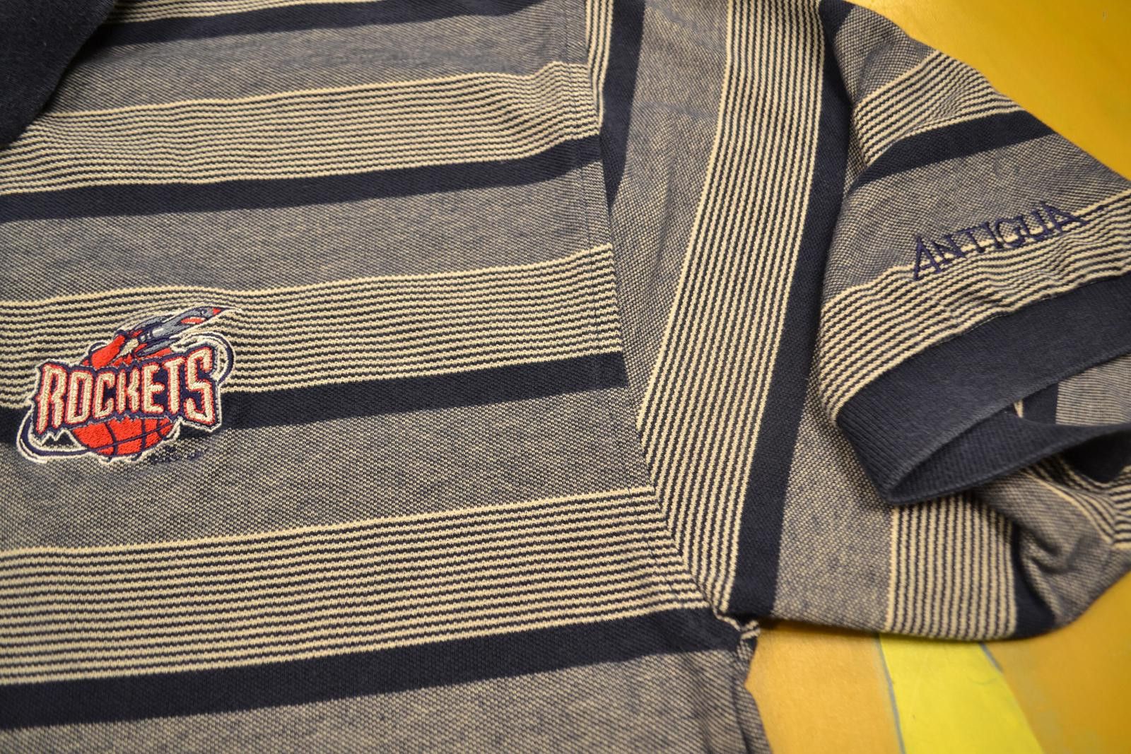 Antigua Vintage Antigua Houston Rockets Striped Polo Shirt Size 44R - 3 Thumbnail