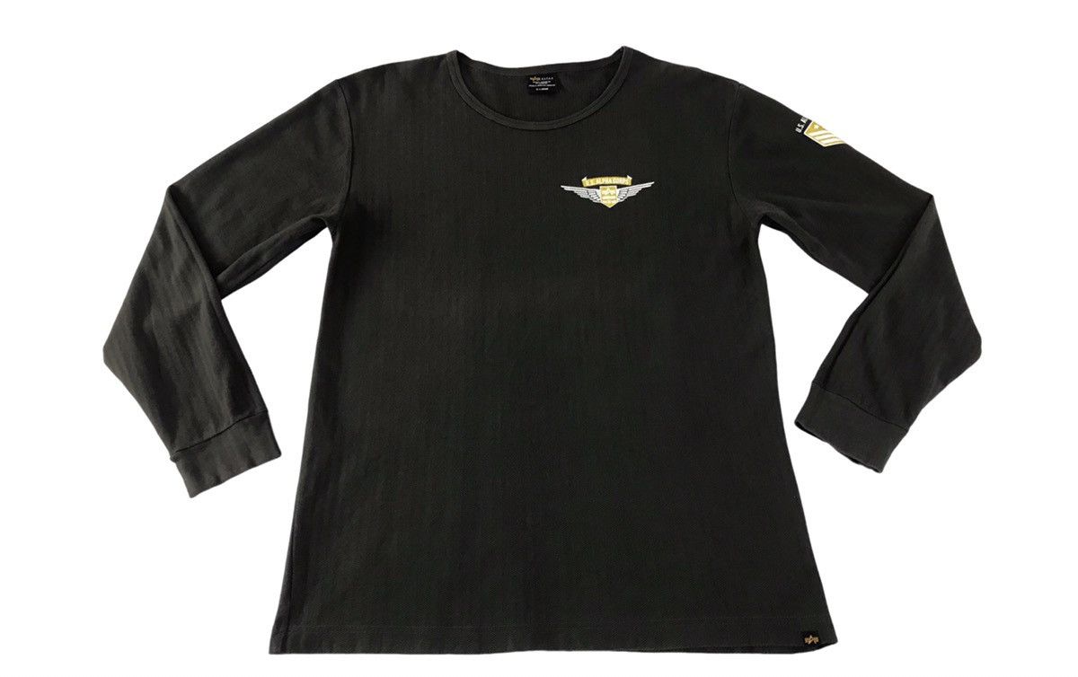 Alpha Industries × Vintage Vintage Alpha Industries Faded Colour Long Sleeve Shirt Size US L / EU 52-54 / 3 - 1 Thumbnail