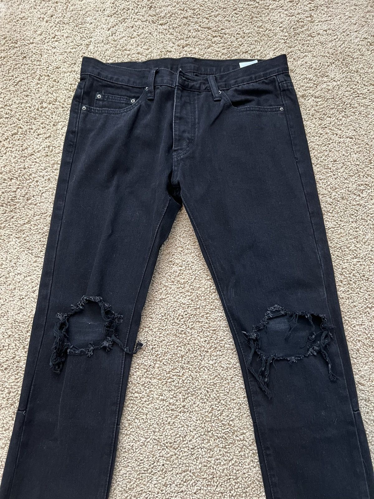 MNML Black Ripped Denim Jeans Size US 32 / EU 48 - 3 Thumbnail