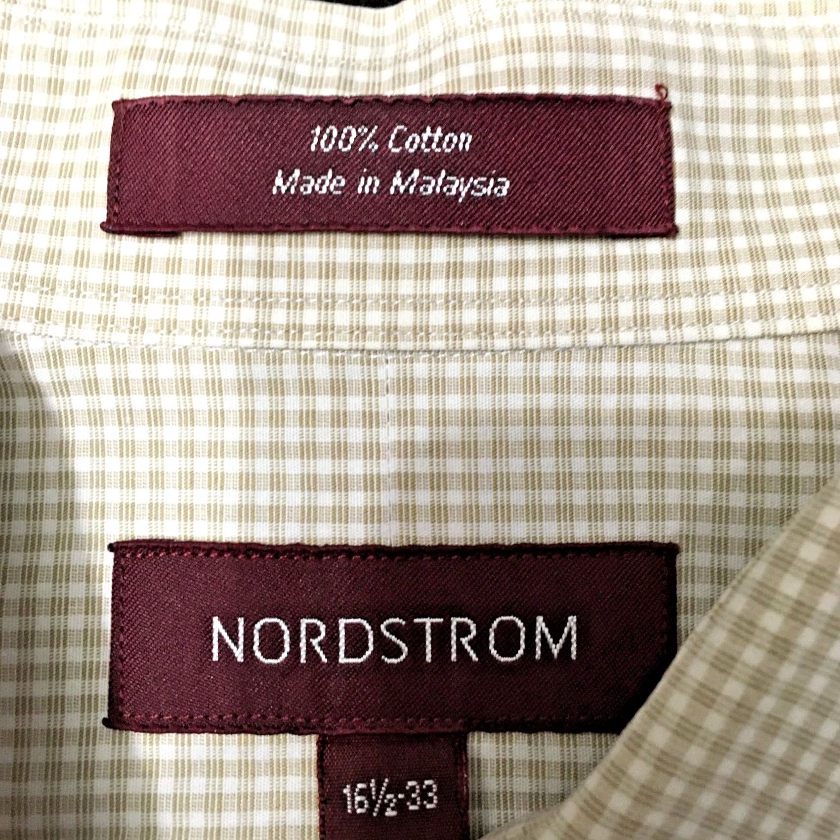 Nordstrom VINTAGE Mens John W. Nordstrom Beige Button Up Shirt 16 1/2 32-33 Geometric Non-Iron Dress Shirt Mens Size US XL / EU 56 / 4 - 3 Thumbnail
