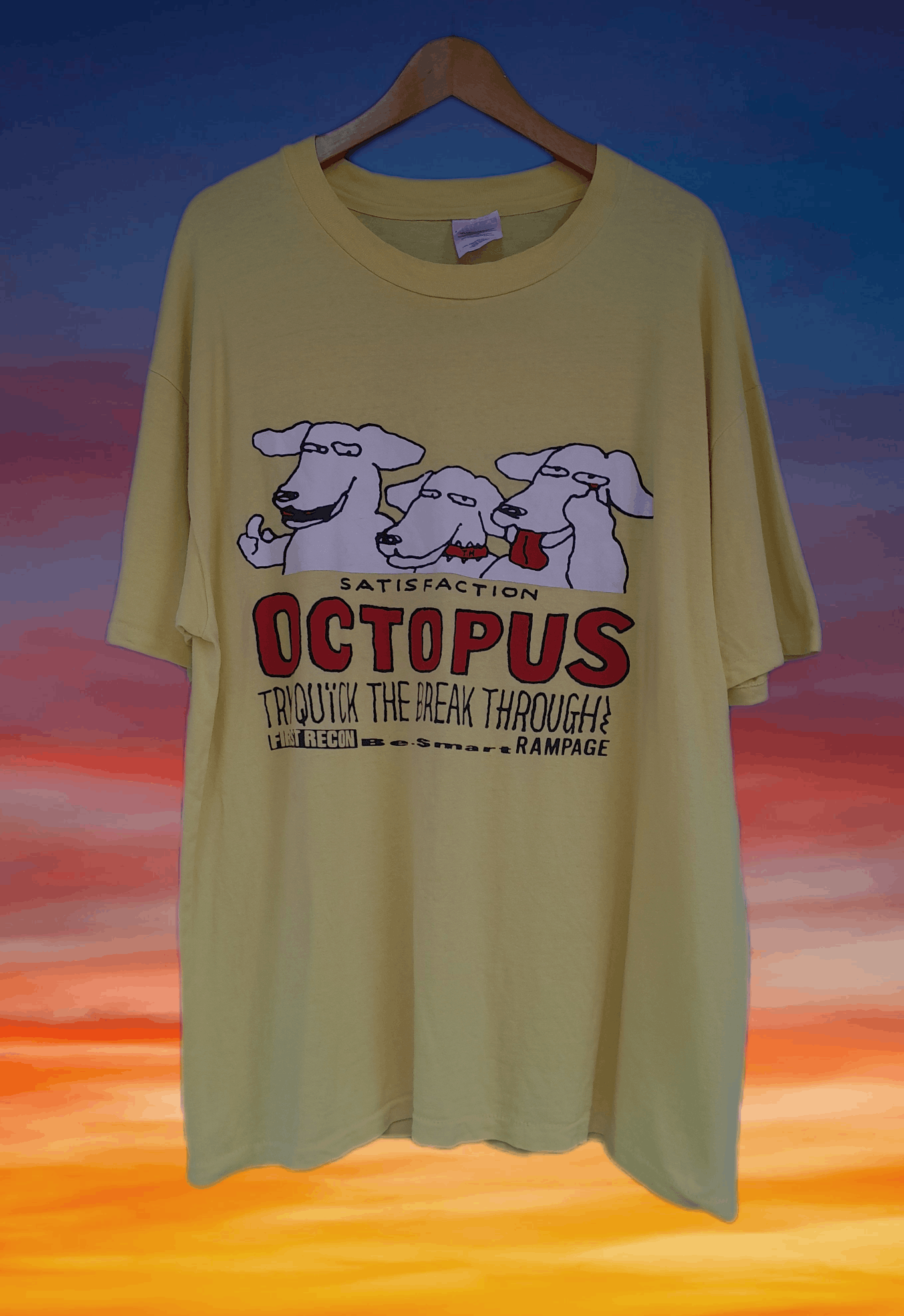 image of Octopus Army Drunker Dog Junkie Brothers T-Shirt in Yellow, Men's (Size XL)