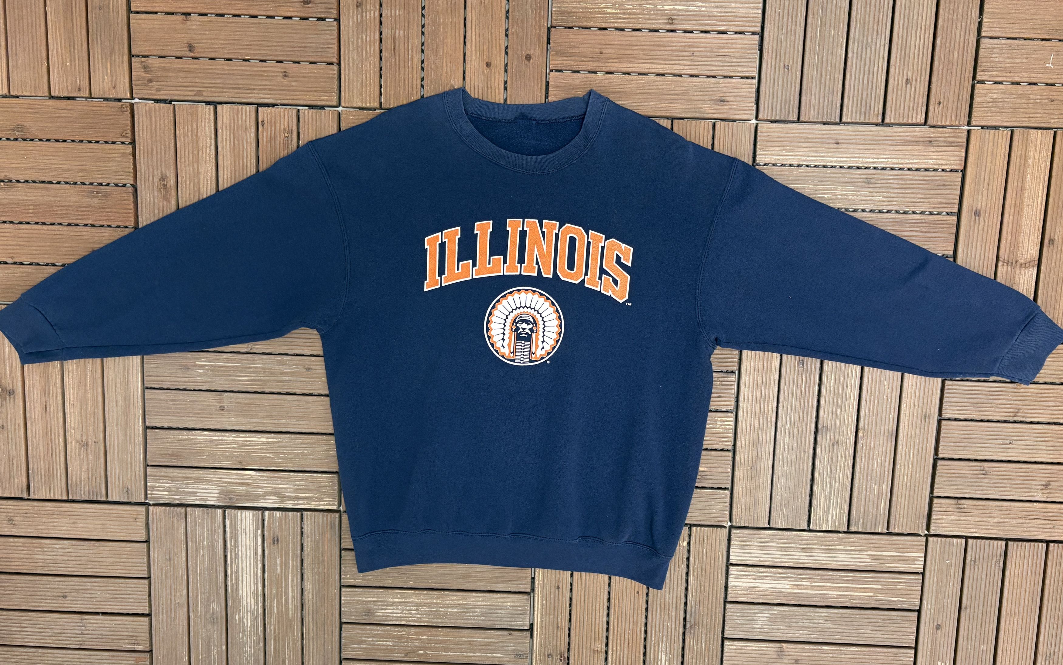 Vintage Illinois Fighting Illini Vintage Blue Crewneck Sweater Size US XL / EU 56 / 4 - 5 Thumbnail