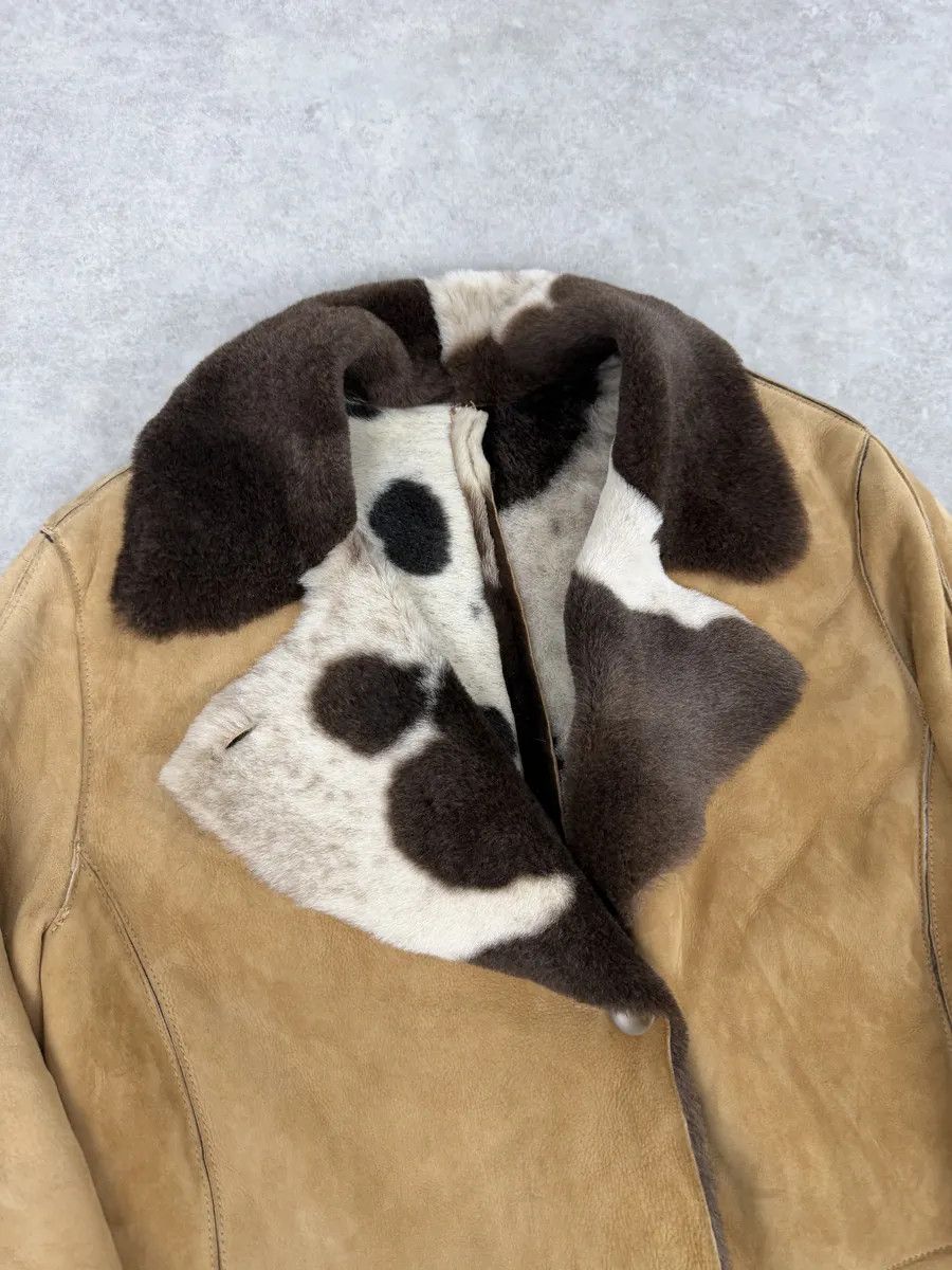 Versace 2000s Versace Beige Leather Fur Collar Cow Effect Coat Size US S / EU 44-46 / 1 - 10 Thumbnail