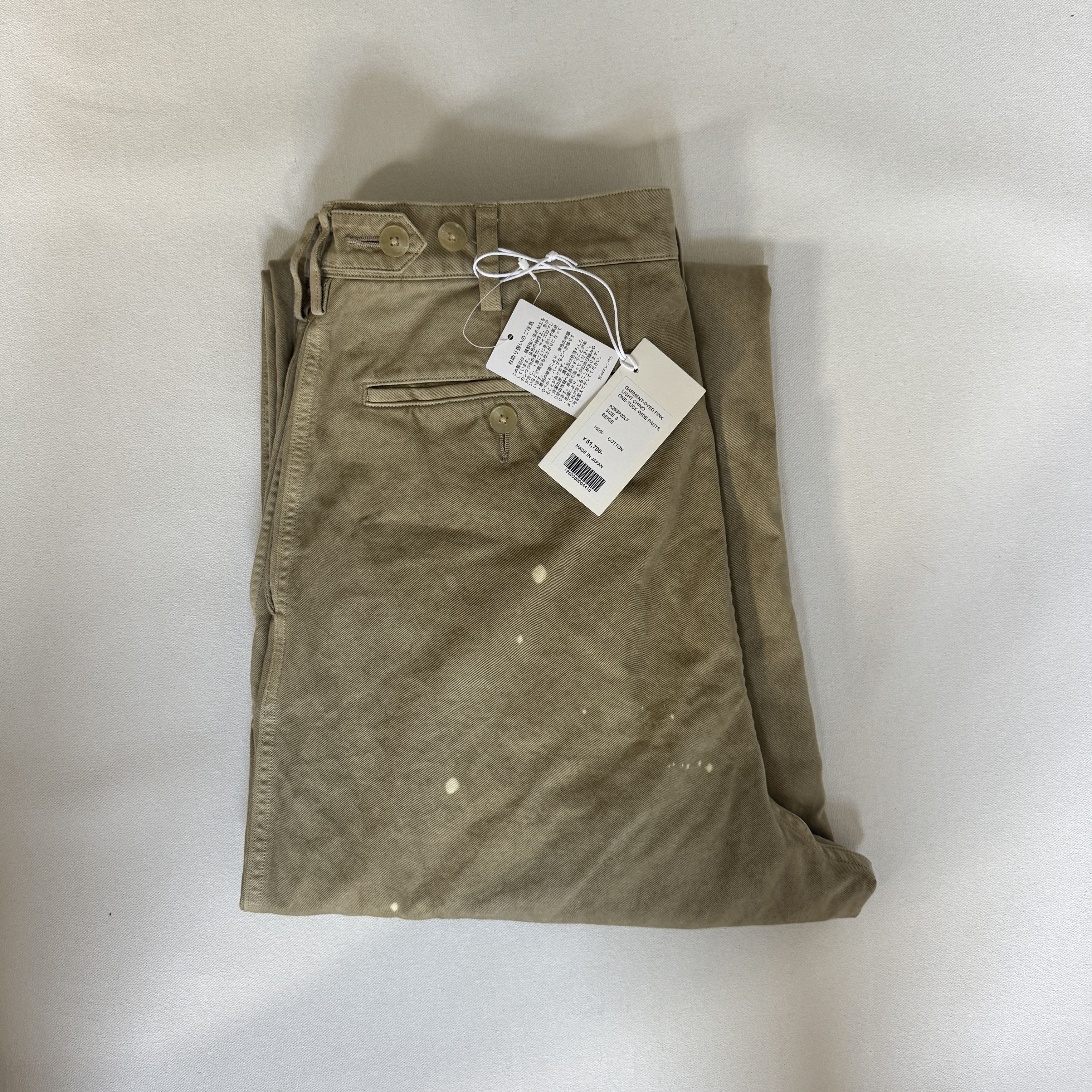 Auralee AURALEE Garment-Dyed Finx Light Chino One-Tuck Wide Pants Size US 32 / EU 48 - 3 Thumbnail