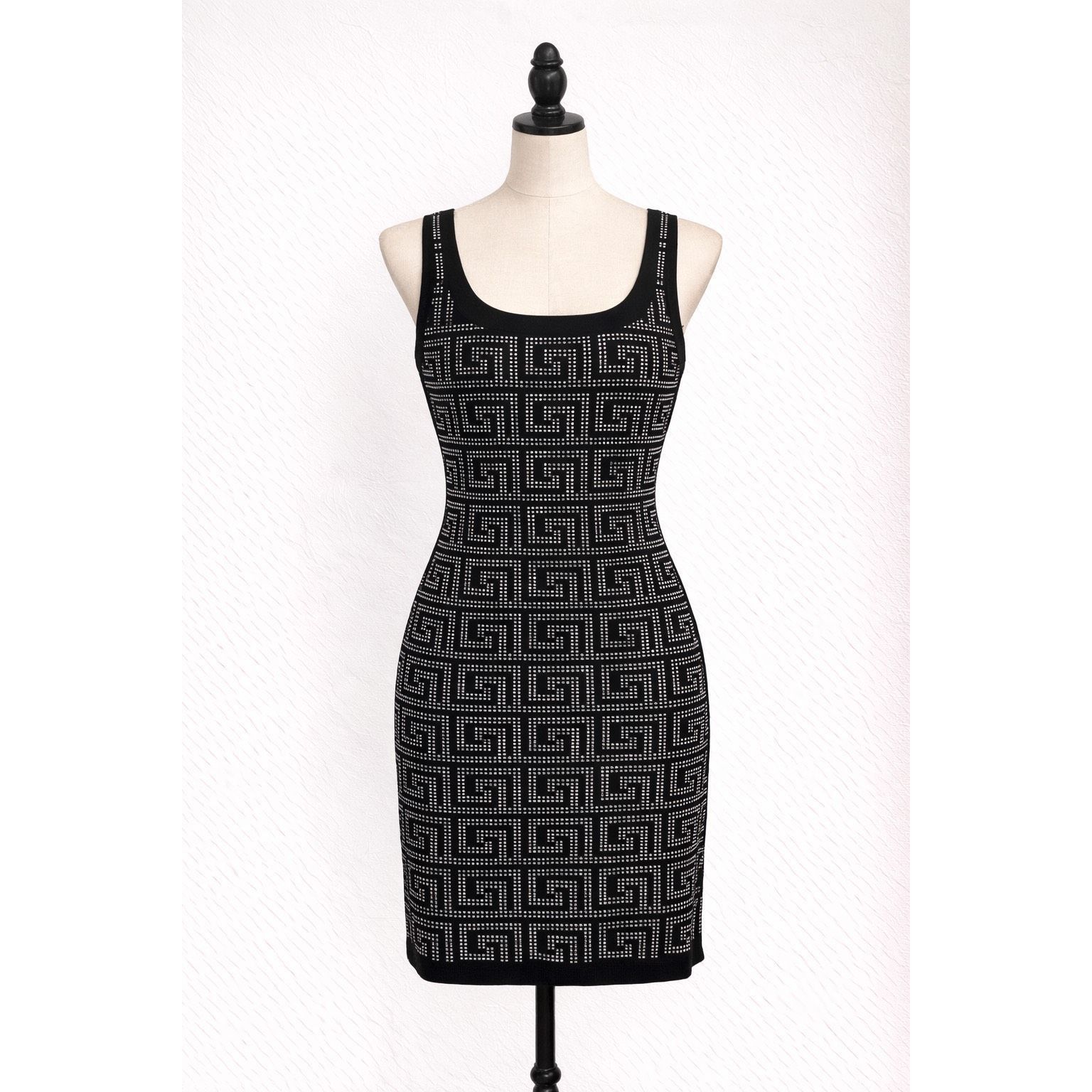 Other Black Silver Studded Geometric Bodycon Dress Sleeveless Size Size L / US 10 / IT 46 - 1 Thumbnail