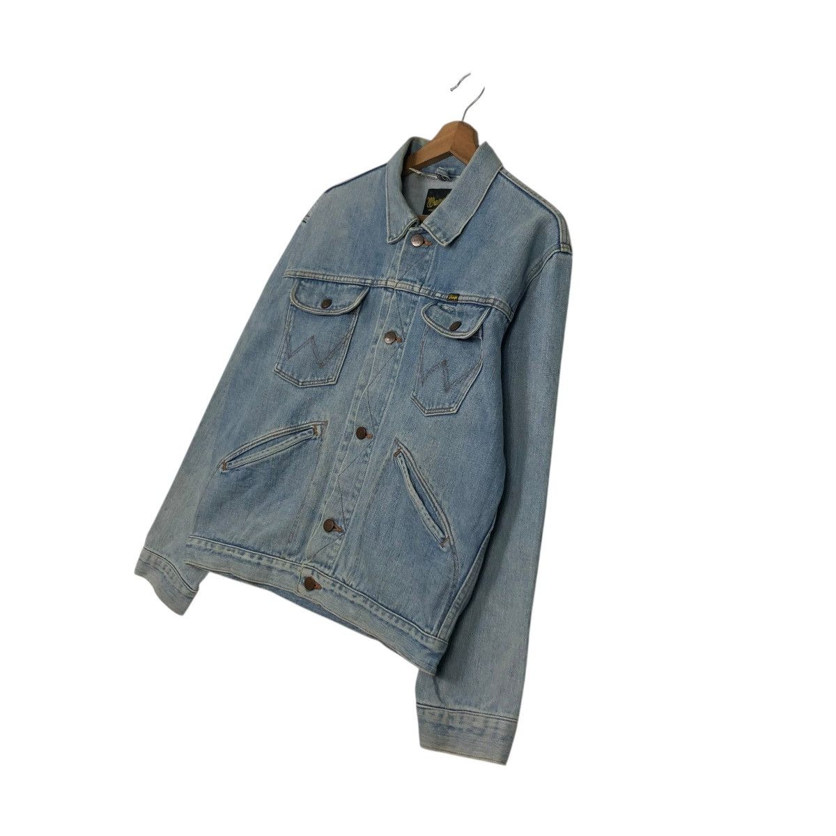Wrangler 🔥14OZ BROKEN DENIM TRUCKER BIKER DENIM JACKET WRANGLER Size US M / EU 48-50 / 2 - 9 Thumbnail