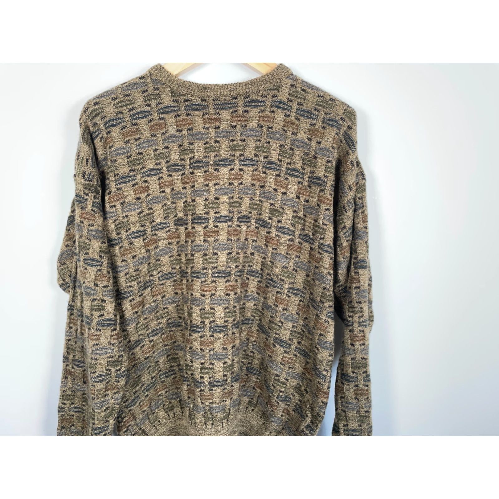 Haggar Haggar Sweater Knit Crewneck Textured Check 90s Dad Style Large Brown Green Size US L / EU 52-54 / 3 - 4 Thumbnail