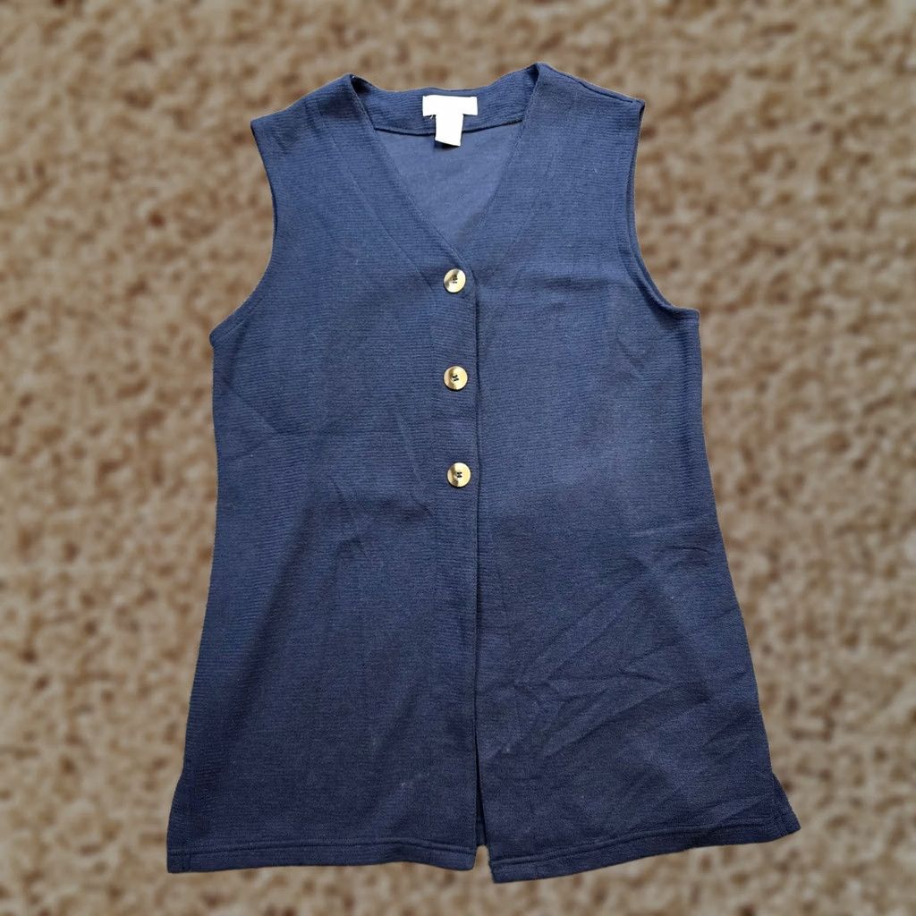 Express VINTAGE Express Tricot Vest Women Size M Blue Button Knit 90s Shirt Size M / US 6-8 / IT 42-44 - 1 Thumbnail