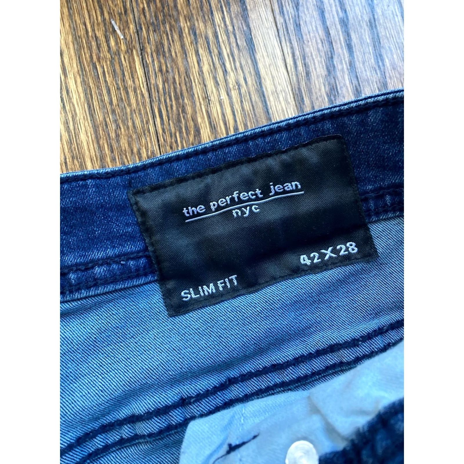 Vintage The Perfect Jean NYC Jeans Slim 42x28 Blue Denim 5 Pocket Stretch Mens Straight Regular Fit Mens Size US 42 / EU 58 - 6 Thumbnail
