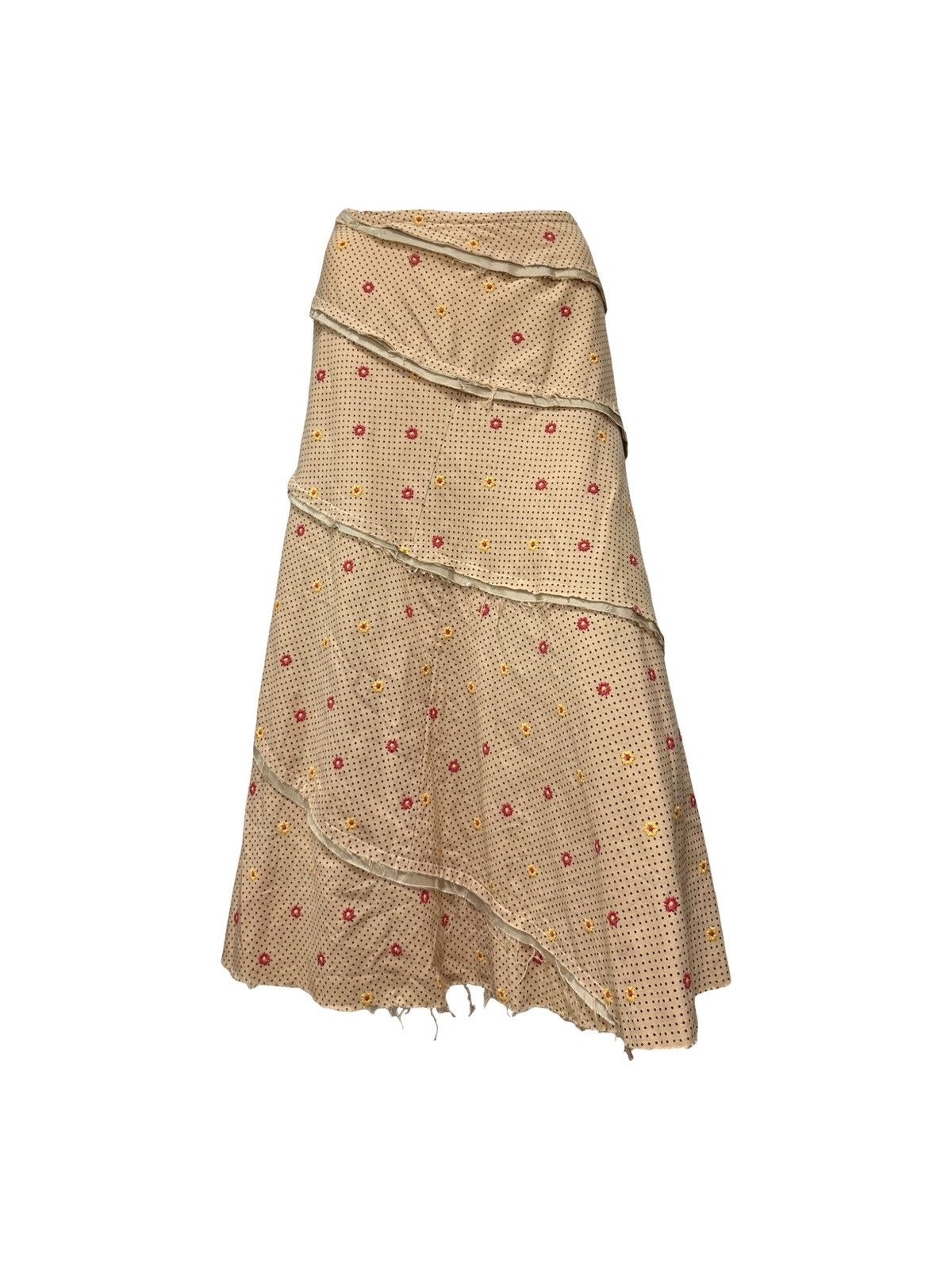 image of Junya Watanabe S/s 2003 Floral Polka Dot Flared Midi Skirt in Beige, Women's (Size 26)