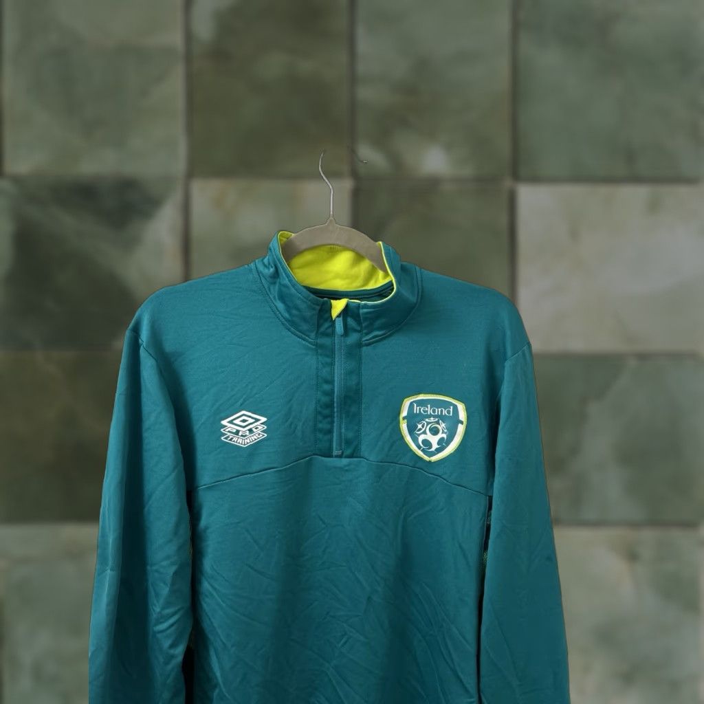 Umbro Umbro Ireland Pro Training Quarter-Zip Mens L Teal Neon FAI National Team Pullover Jacket Size US L / EU 52-54 / 3 - 1 Thumbnail