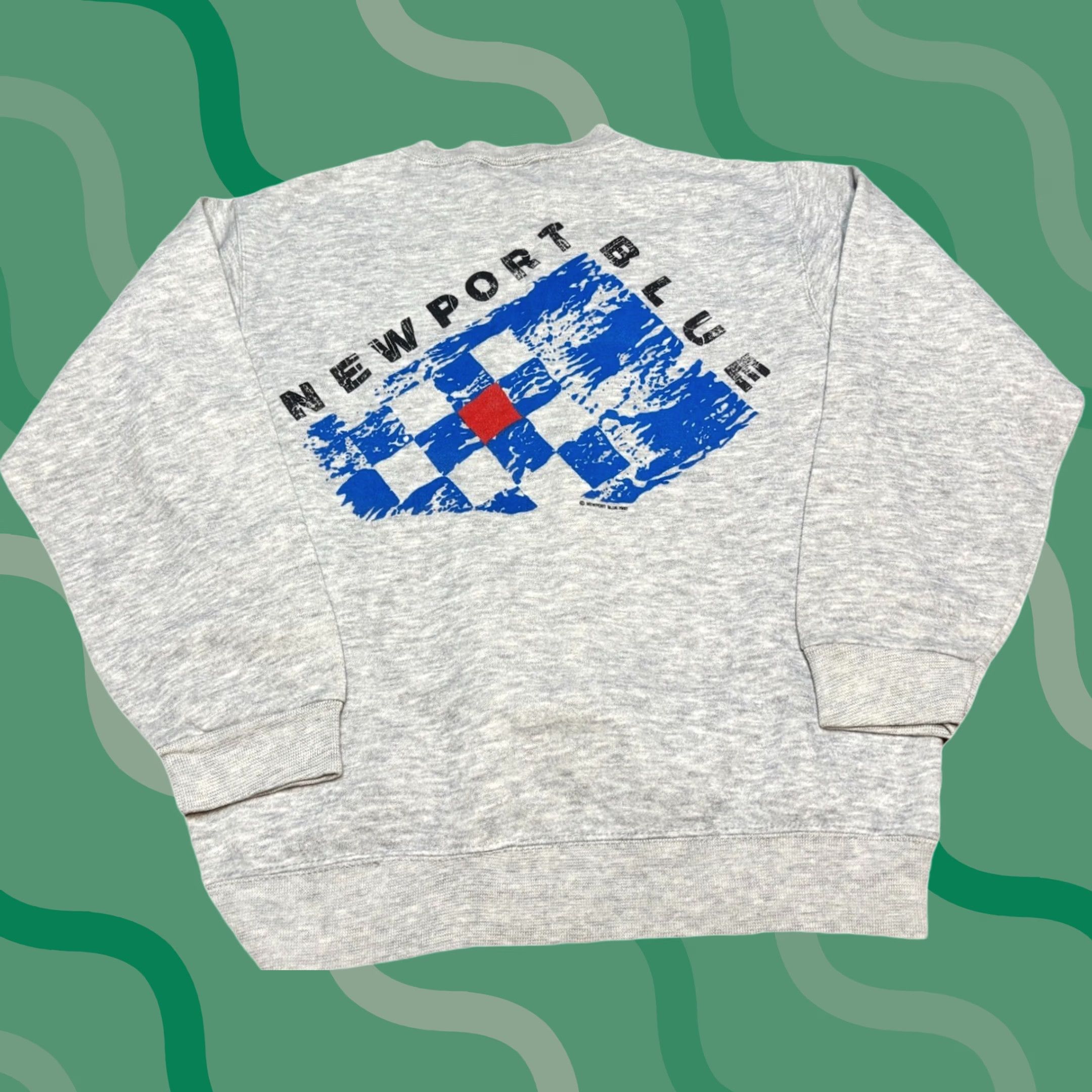 Vintage VINTAGE Newport Blue Sweatshirt Crew Neck M 80s Gray Cotton Polyester Men Pullover 1987 Size US M / EU 48-50 / 2 - 1 Thumbnail
