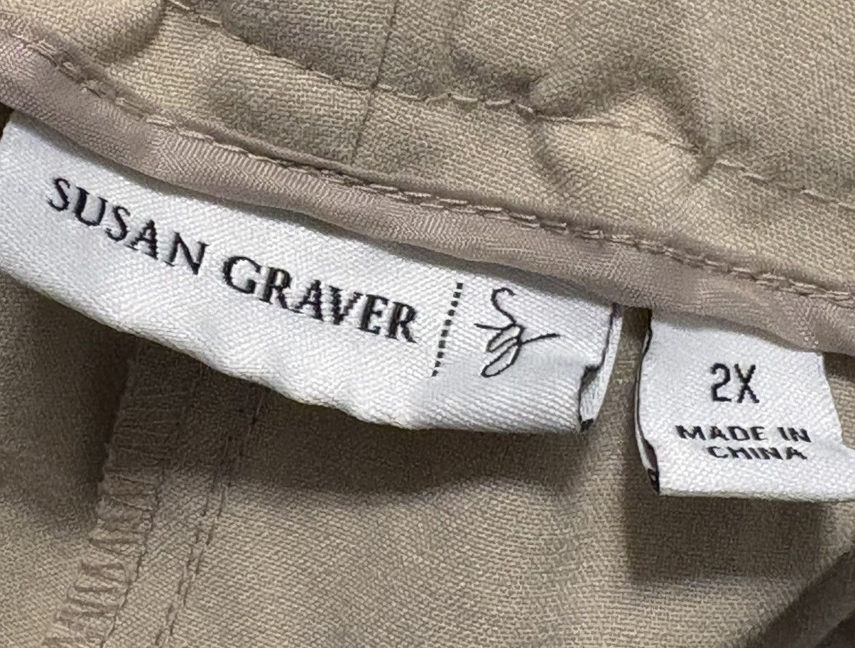 Other (Susan Graver) Tan Capri Wide Leg Pants: Size 2X Size 42" / US 20 - 3 Thumbnail