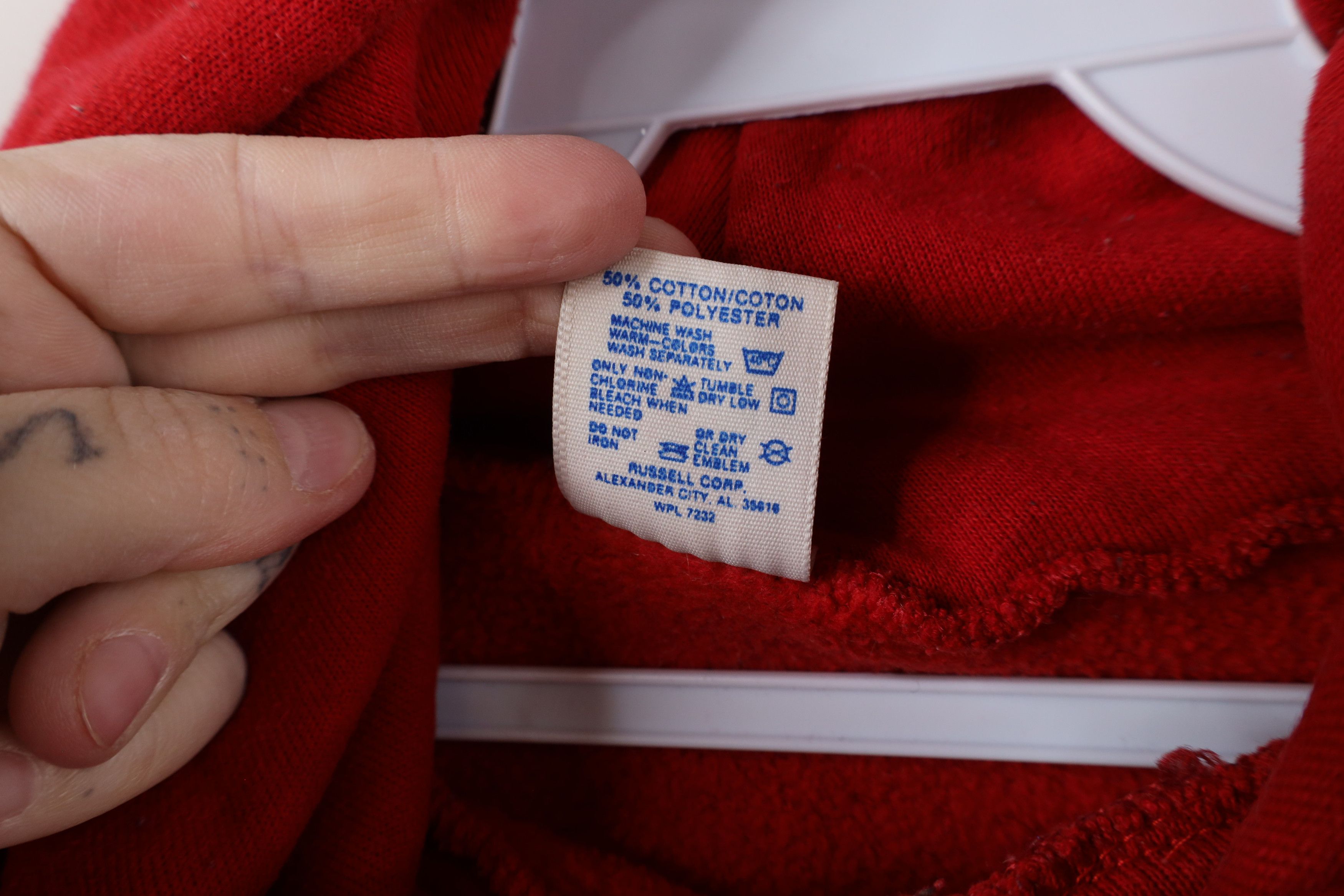 Vintage Vintage 90s Streetwear Blank Hoodie Sweatshirt Red USA Size US L / EU 52-54 / 3 - 9 Thumbnail