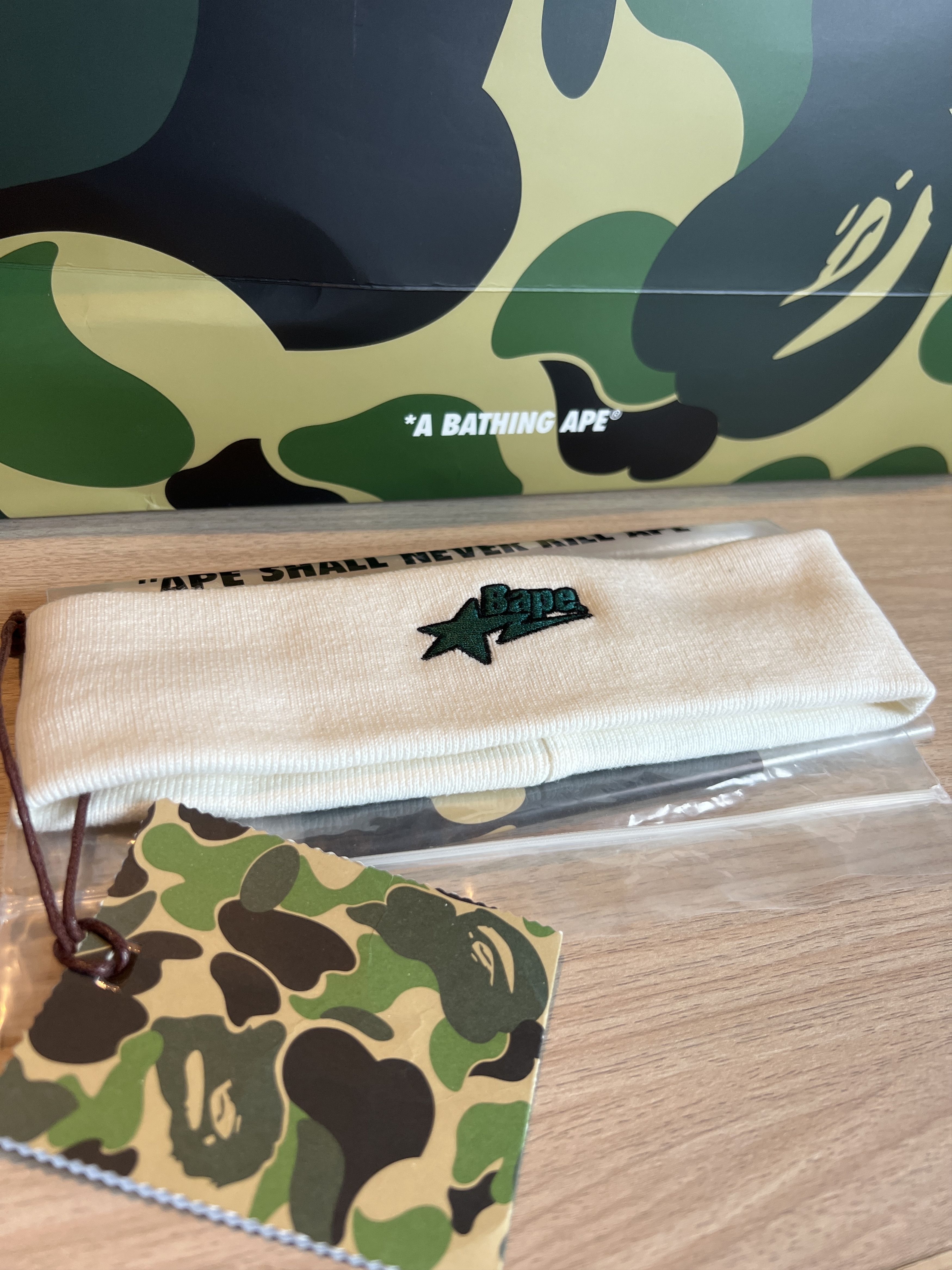 Bape Sta Headband Beige Green Brand New