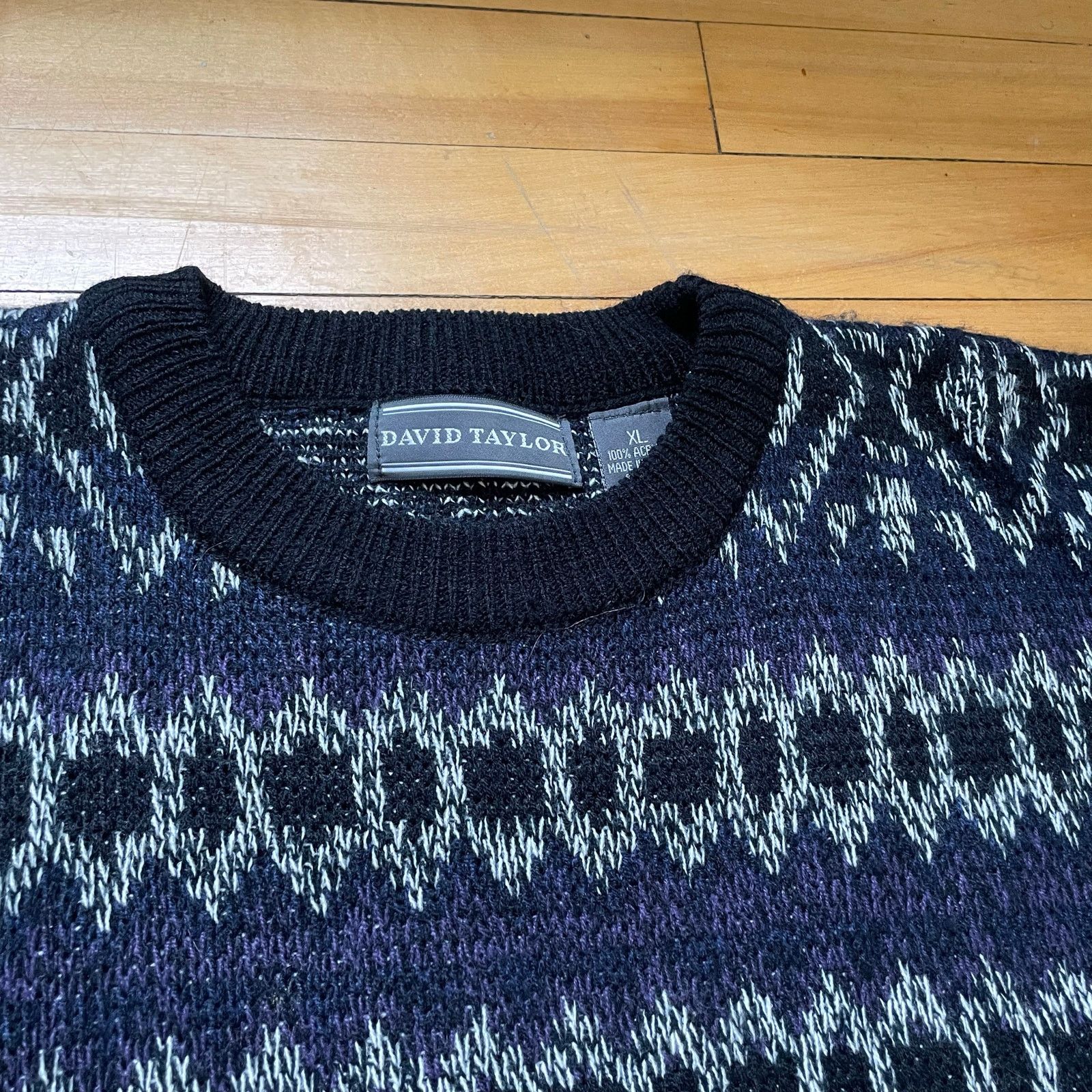 David Taylor David Taylor Sweater Mens XL Blue Fair Isle Knit Crewneck Size US XL / EU 56 / 4 - 2 Thumbnail
