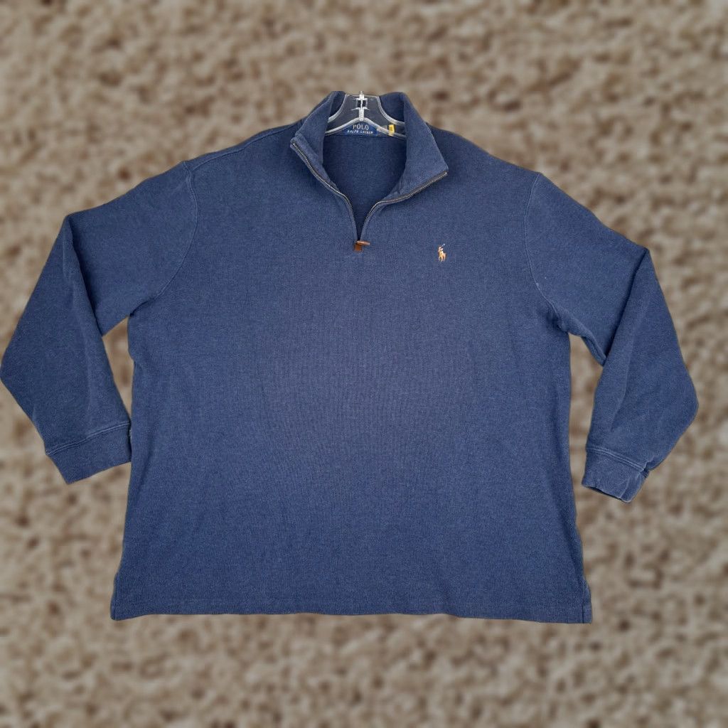 Ralph Lauren Polo Ralph Lauren Sweater Adult 2XL XXL Blue 1/4 Zip Mock Neck Long Sleeve Mens Size US XXL / EU 58 / 5 - 1 Thumbnail