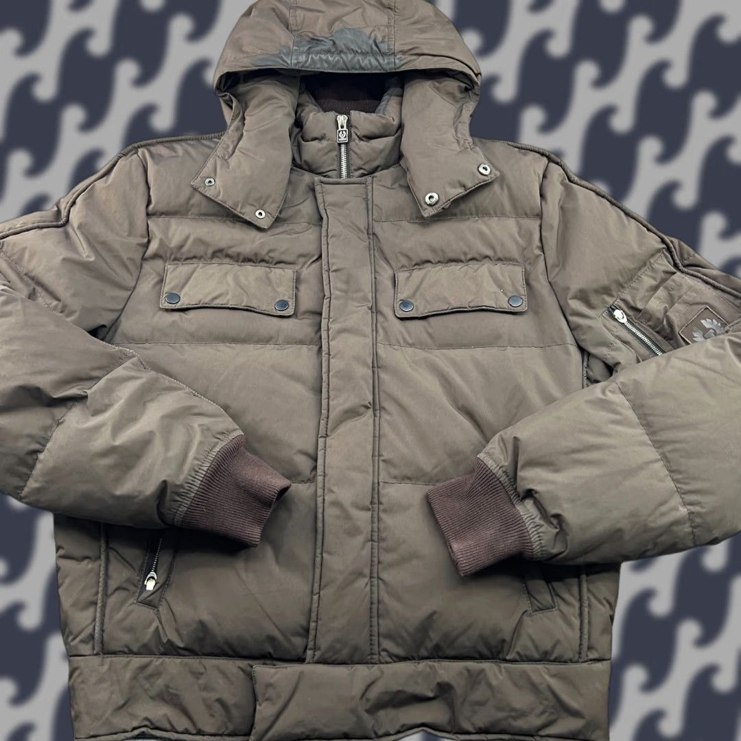 Belstaff BELSTAFF Mens Goose Down Bomber Puffer Jacket Brown Hooded Quilted M Regular Size Shirt? Size US M / EU 48-50 / 2 - 1 Thumbnail