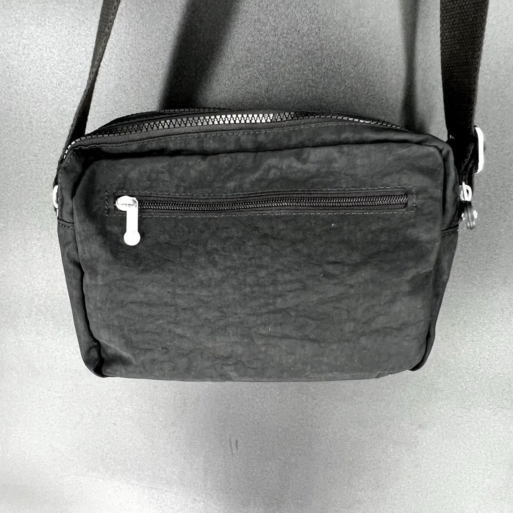 Vintage Kipling Crossbody Bag Annabelle Double Zip Light Nylon Black 11” By 8” Size ONE SIZE - 4 Thumbnail