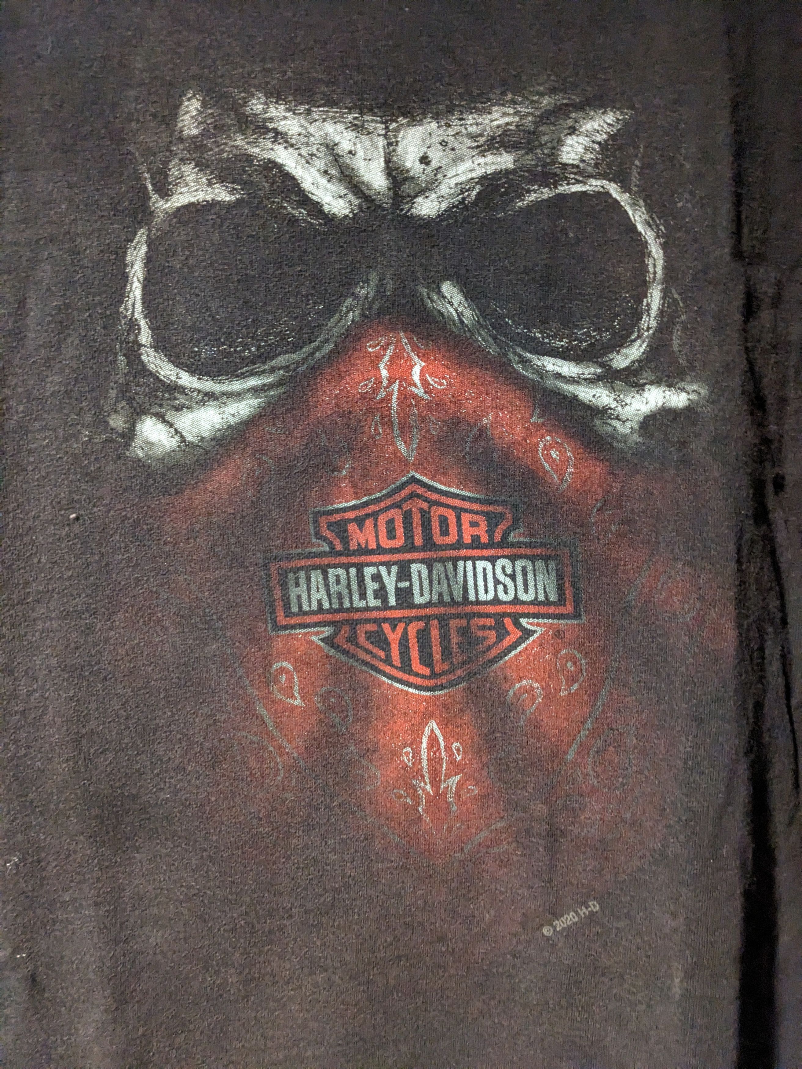 Harley Davidson × Vintage Harley Davidson Motorcycle Bike Week Bandana Skull T-Shirt Size US XL / EU 56 / 4 - 2 Thumbnail
