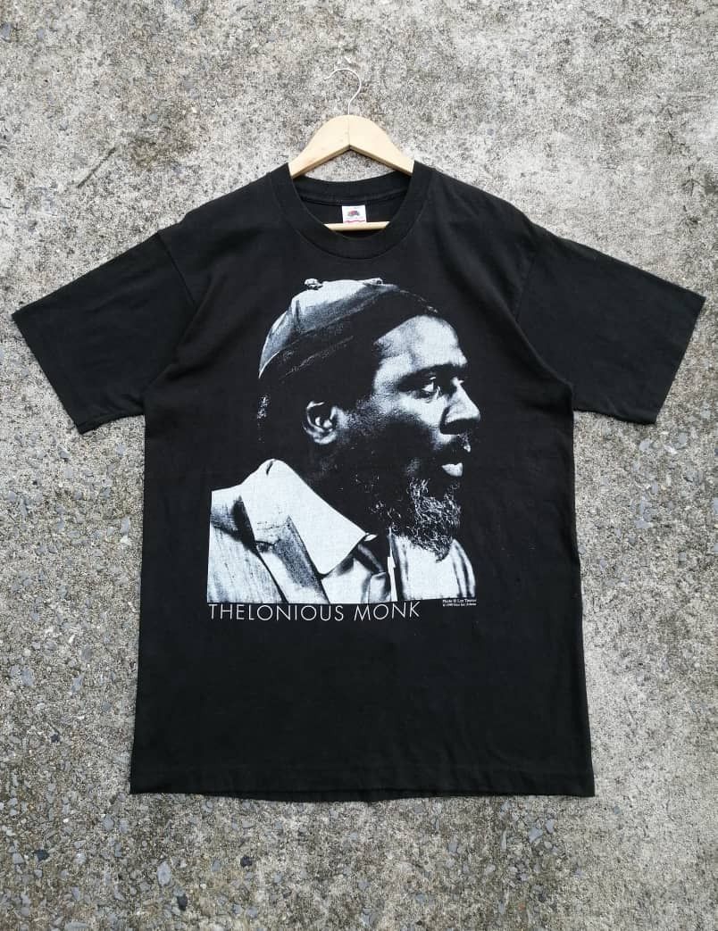 image of Fruit Of The Loom x Made In USA Vintage 90's Thelonious Monk Photo Tee in Black, Men's (Size Large)