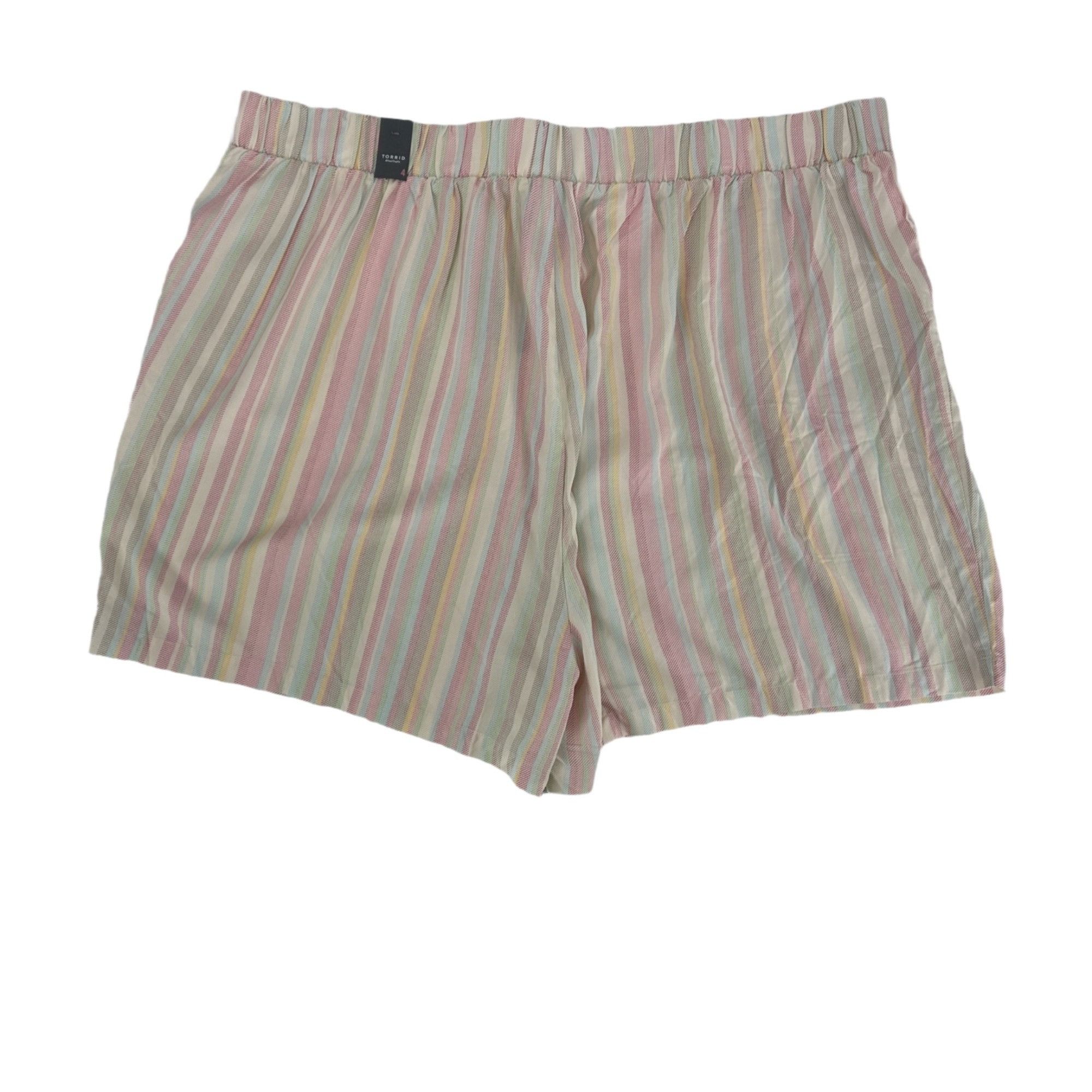 Torrid Torrid Plus Size Pastel Rainbow Striped Challis Shorts - 4 Size 27" / US 4 / IT 40 - 4 Thumbnail
