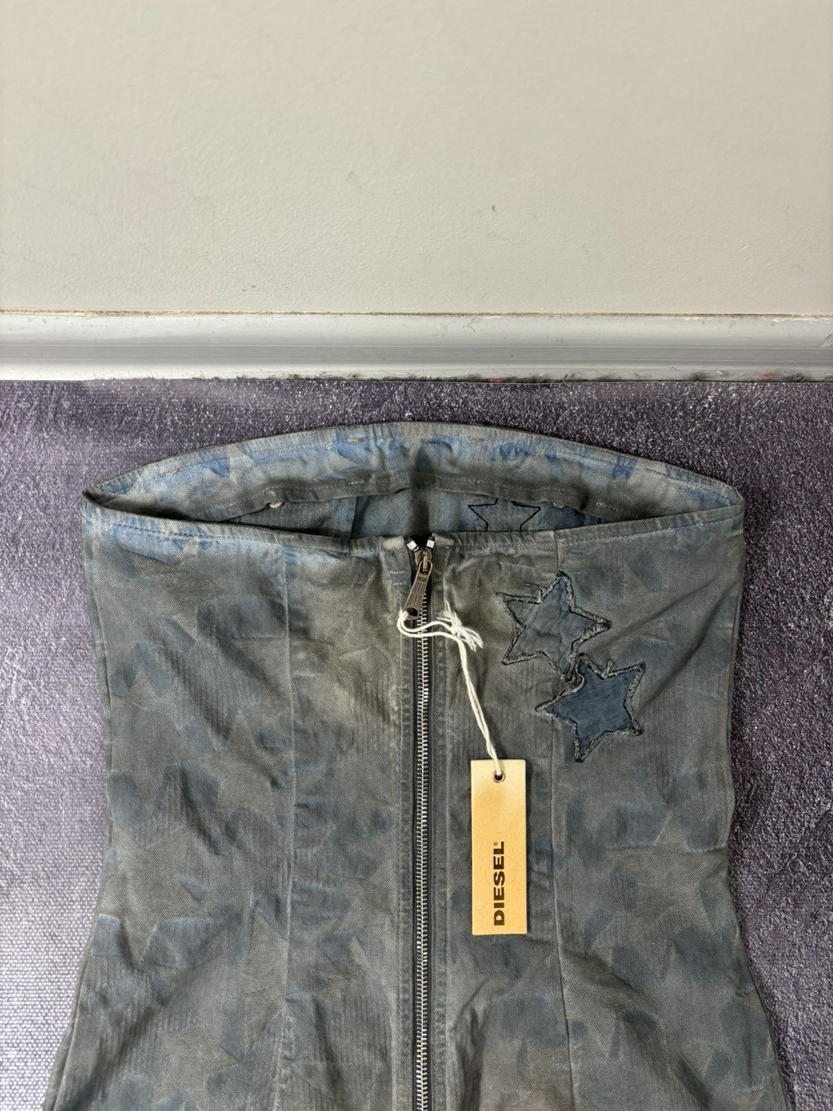 Diesel Diesel De-Dancy NWT Grey/Blue Wash Stars Denim Mini Dress Size S / US 4 / IT 40 - 12 Thumbnail