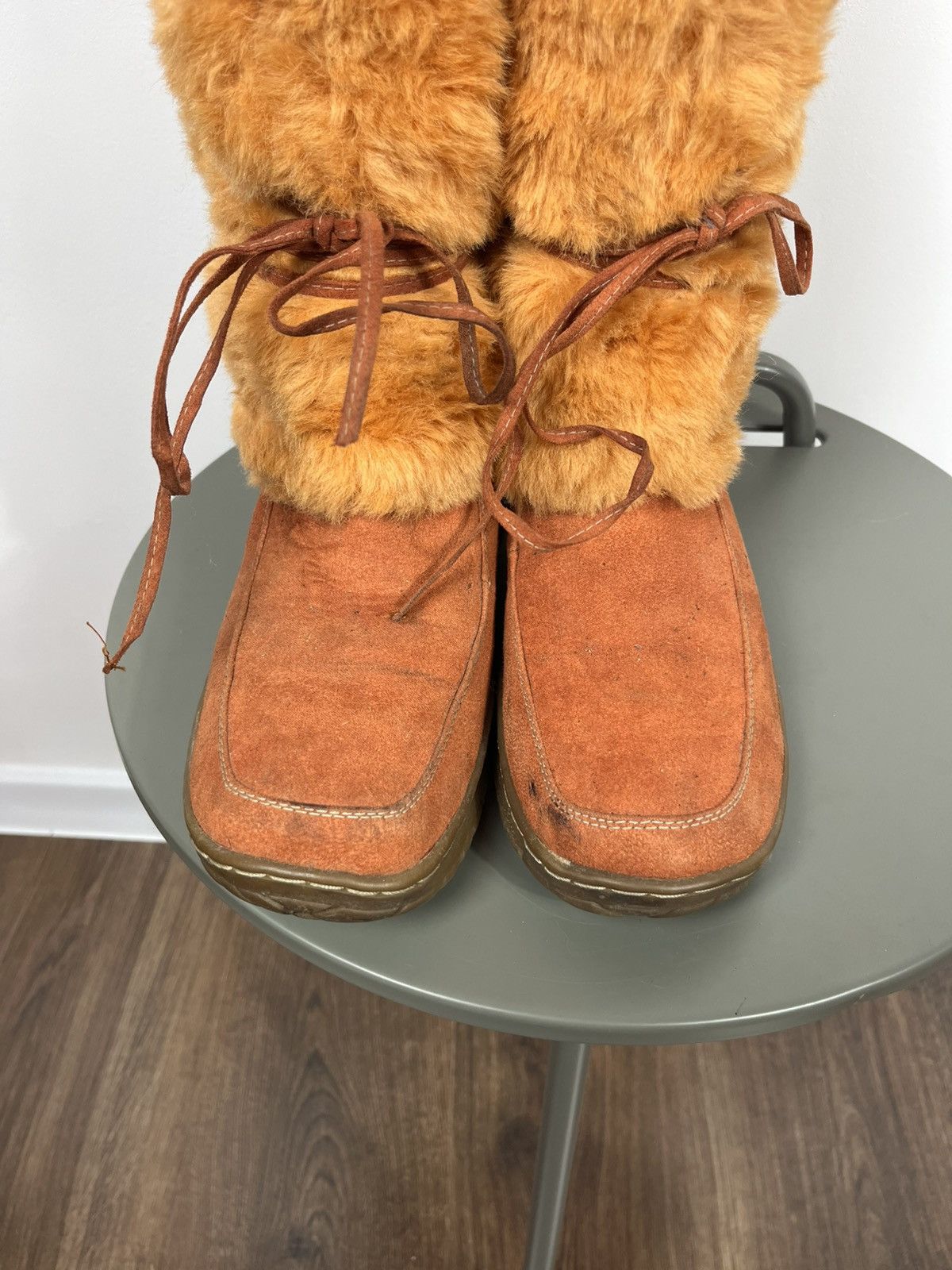 Vintage Vintage Faux Fur Suede Winter Boots Orange Mid Calf EU 40 Size US 10 / IT 40 - 4 Thumbnail