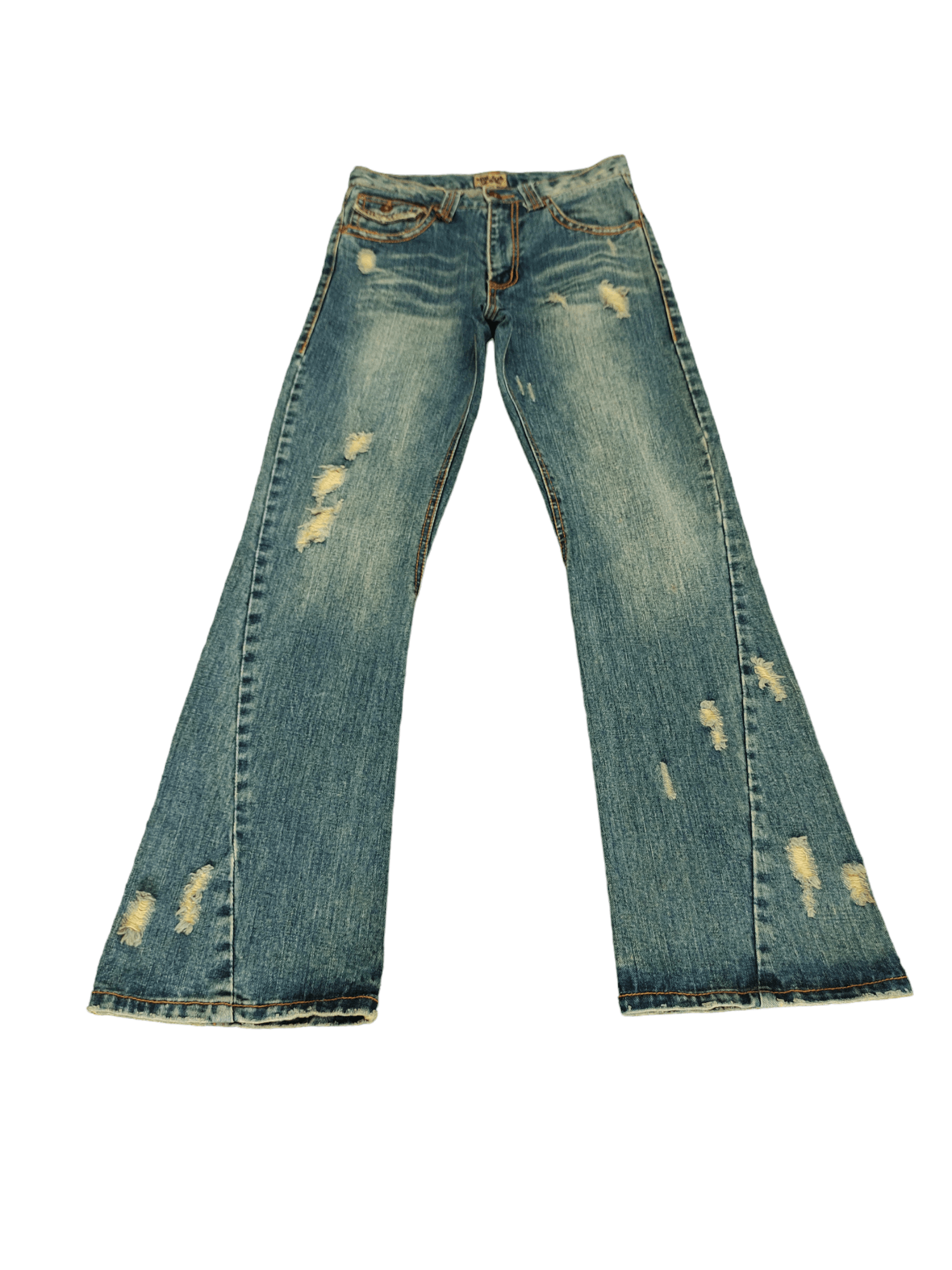 If Six Was Nine Flare Jeans Nylaus Distress Embroidered Denim Bootcut Mudmax Size US 30 / EU 46 - 2 Thumbnail