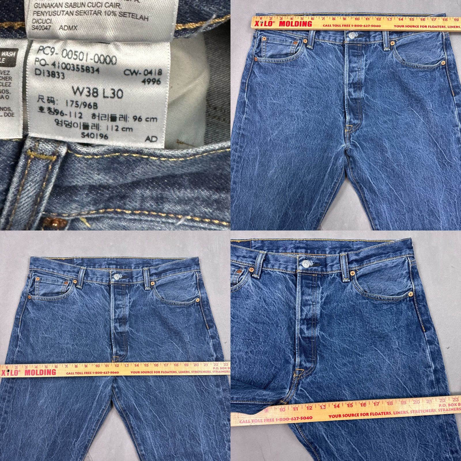 Levi's Levi's 501 Jeans Mens 36x28 Blue Denim Button Fly Straight Pockets Vintage No (Tag38x30) Size US 38 / EU 54 - 9 Thumbnail