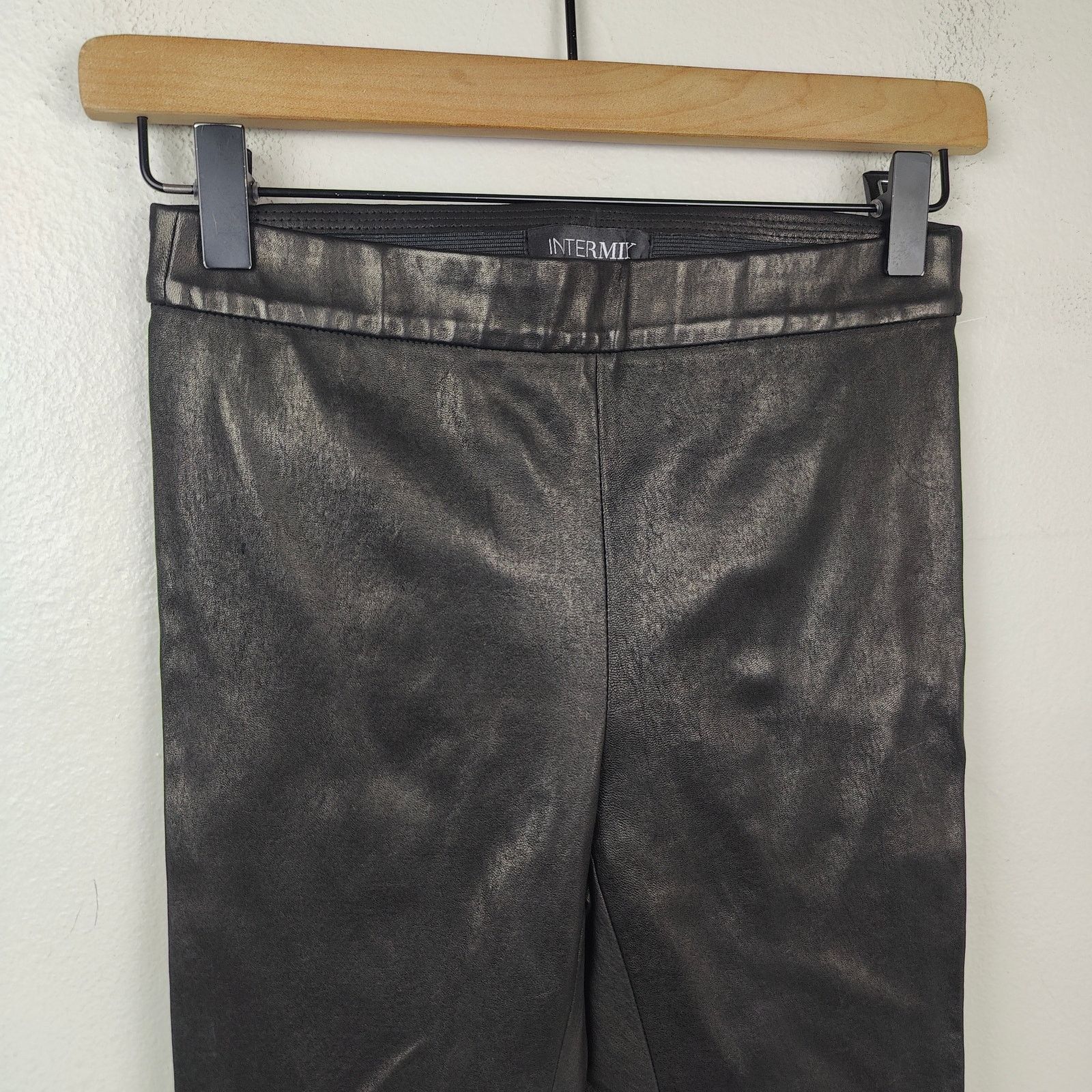 Other Intermix Melanie Lamb Leather Pants Womens 0 Black Leggings Size 25" / US 0 / IT 36 - 2 Thumbnail