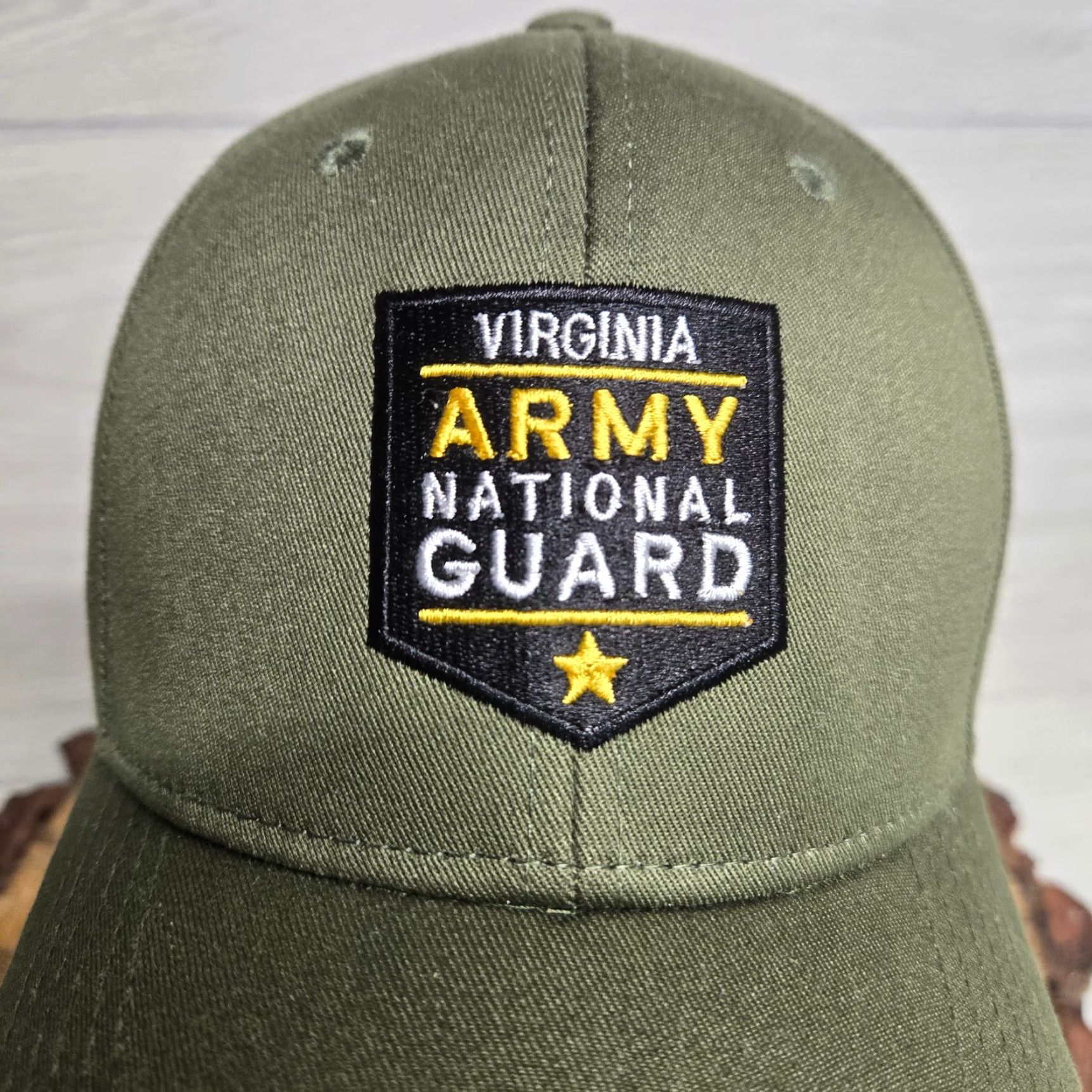 Olive VINTAGE Accent Apparel Virginia Army National Guard Baseball Cap Green Adjustable One Size Mens Size ONE SIZE - 2 Thumbnail