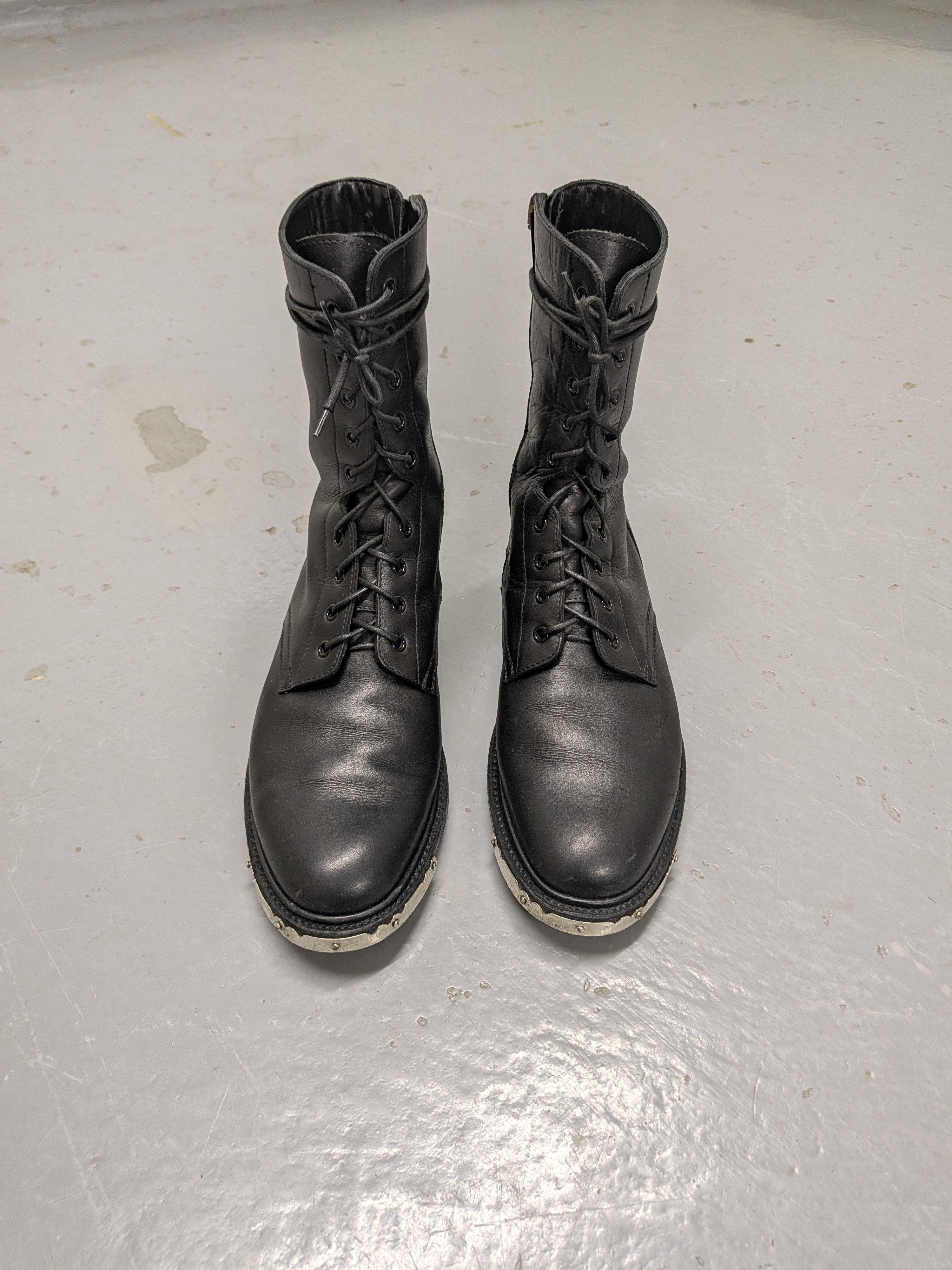 Pre-owned Celine X Hedi Slimane Celine Metal Tip Ranger Combat Boots In Black