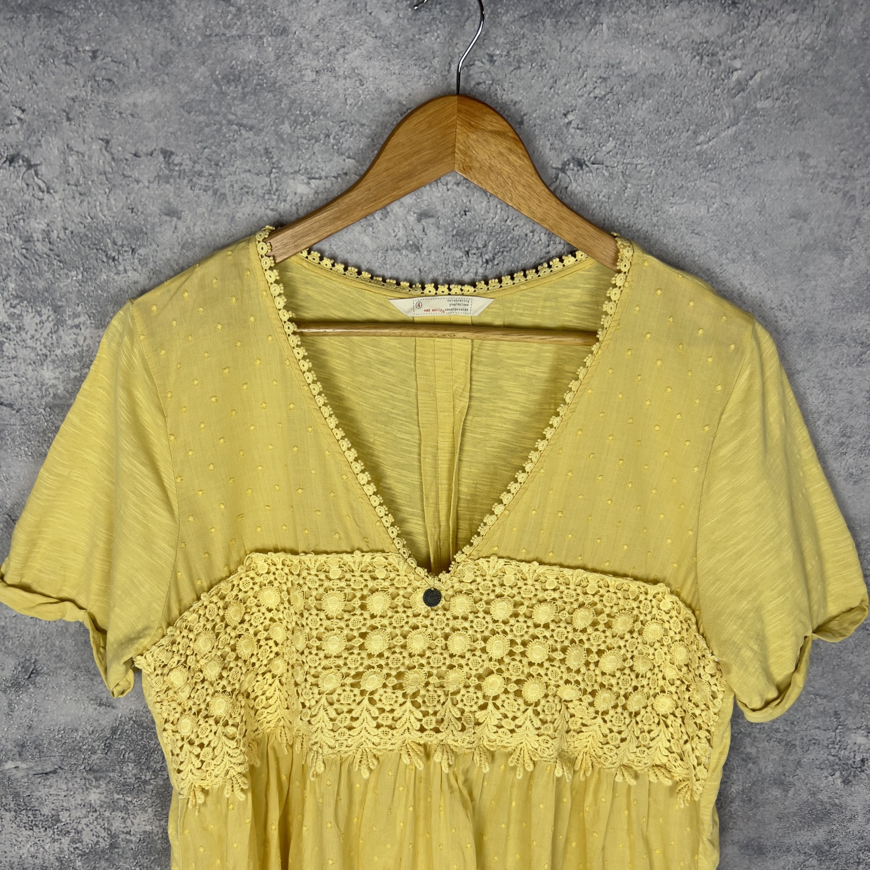 Vintage Odd Molly Women's Dress Size 4 Yellow Short Sleeve Size S / US 4 / IT 40 - 2 Thumbnail