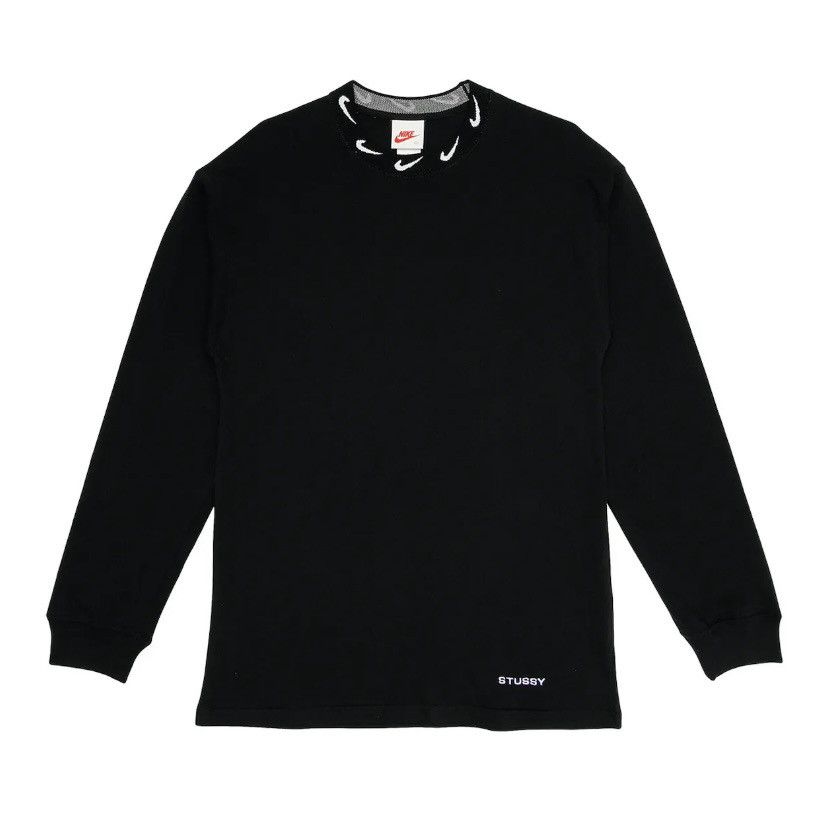 image of Nike Stussy Nrg Br Knit Longsleeve Tee in Black, Men's (Size Small)