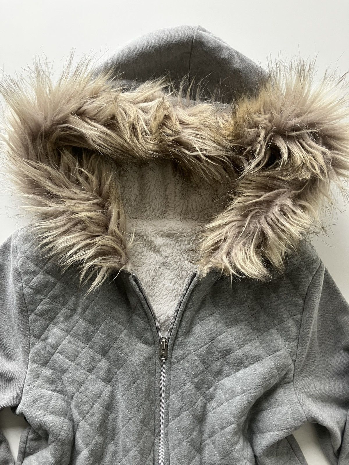 Other Faux fur hood zip up quilted hoodie grey no faith style Size M / US 6-8 / IT 42-44 - 4 Thumbnail