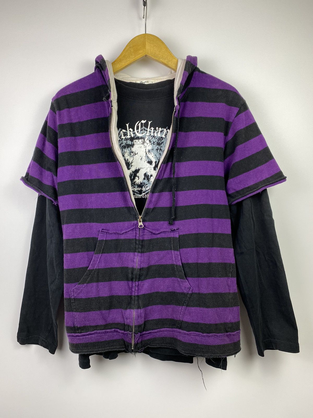 Hysteric Glamour × If Six Was Nine × Japanese Brand pincponc stripe short hoodie ifsixwasnine style punkgoth Size US M / EU 48-50 / 2 - 1 Thumbnail
