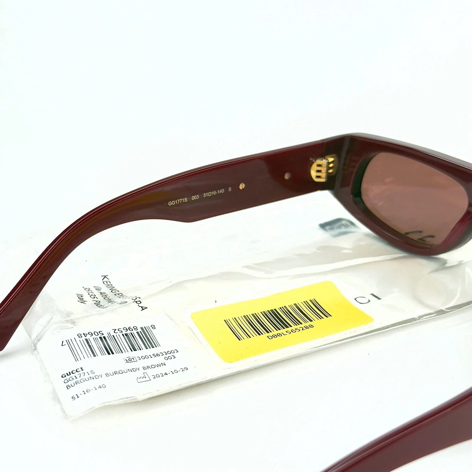 Gucci GUCCI GG1771S Burgundy Narrow 1771 GG Fashion Sunglasses 003 Size ONE SIZE - 6 Thumbnail
