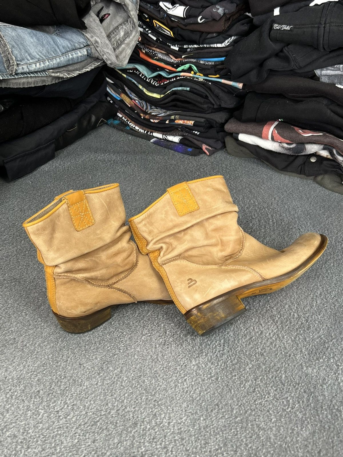 Vintage Cowboy Mid leather boots moto vintage shoes Size US 9 / IT 39 - 5 Thumbnail
