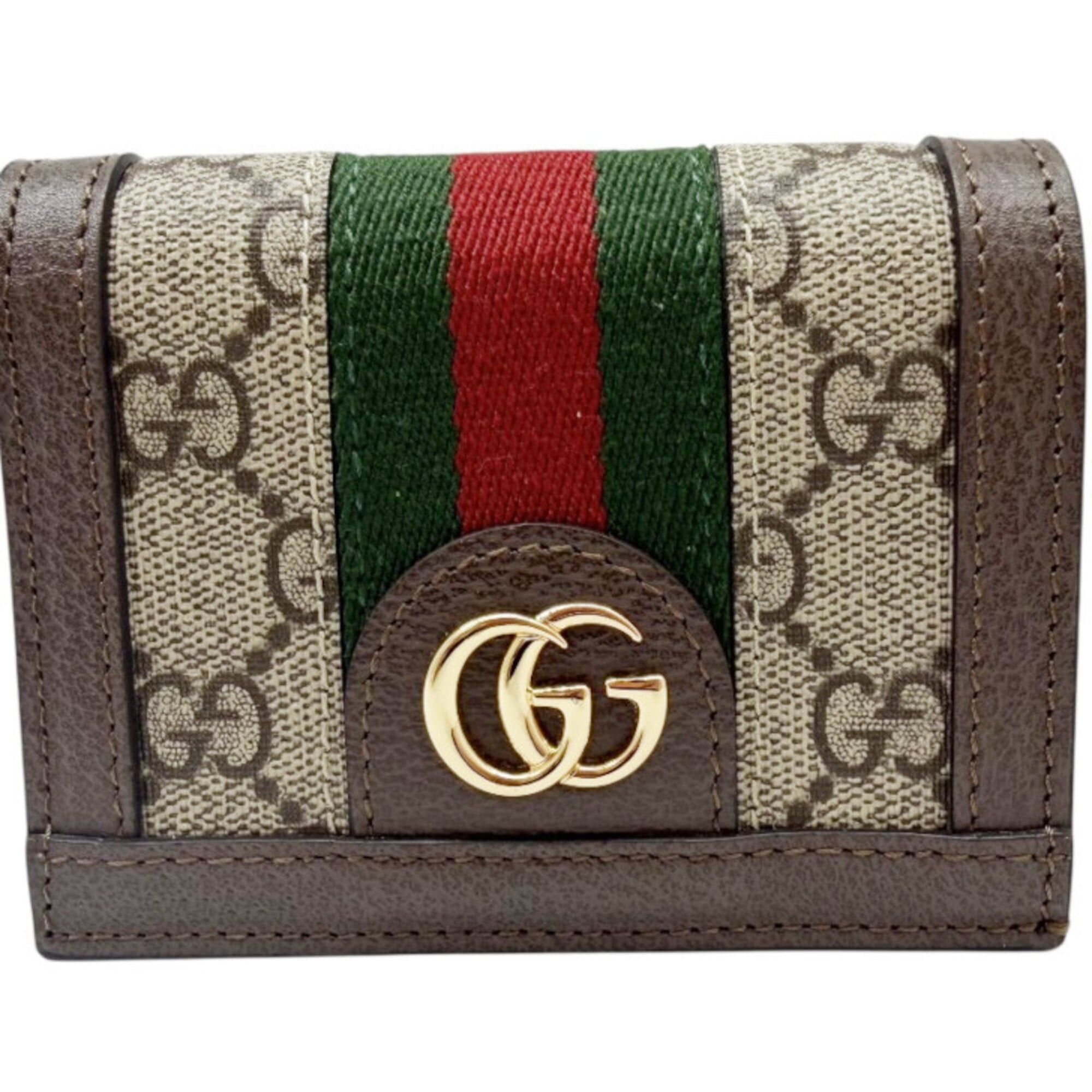 Gucci GUCCI GG Canvas Ophidia Compact Wallet, Beige/Brown, 523155, Leather, Women's/Men's Size ONE SIZE - 1 Thumbnail