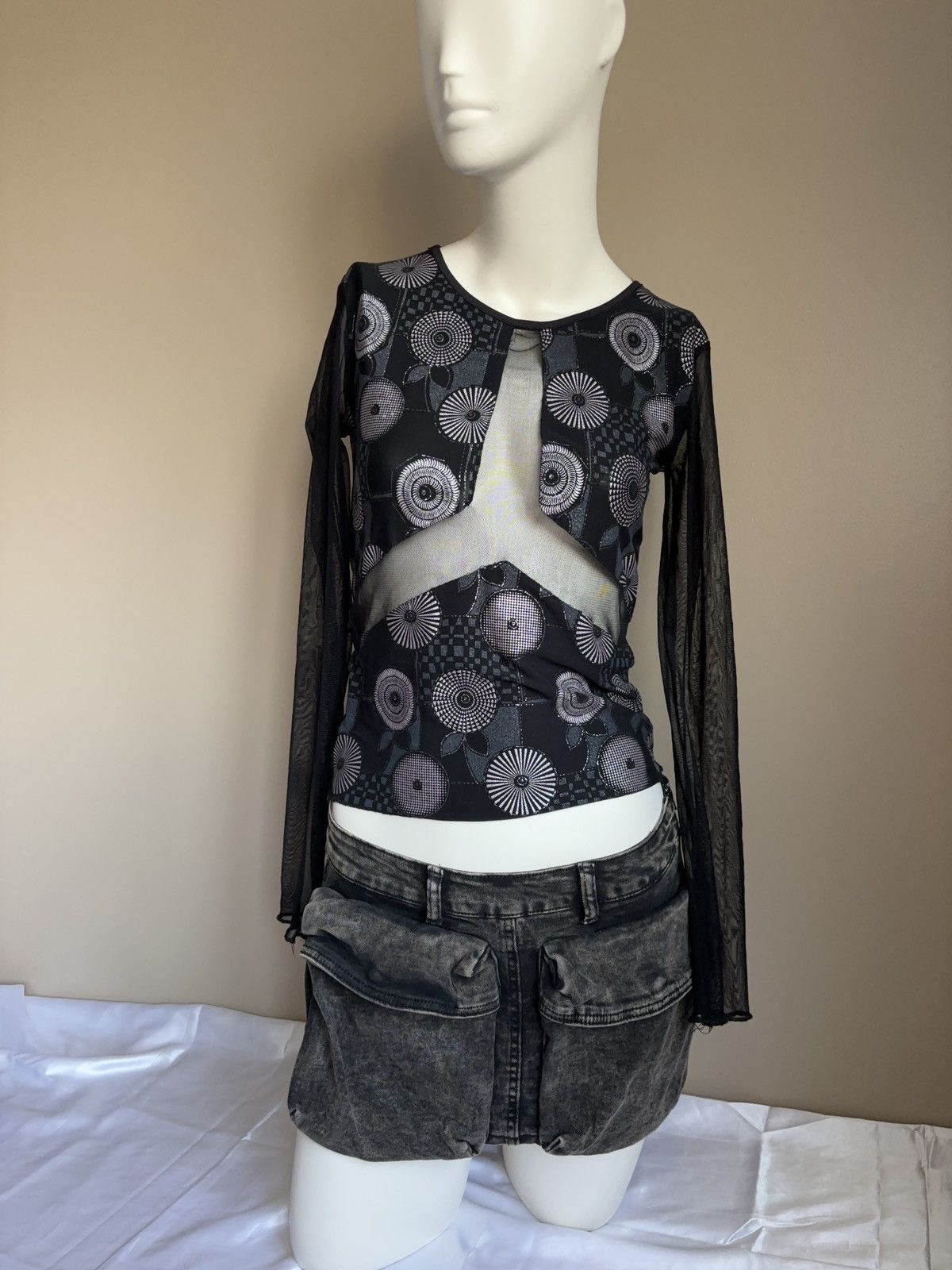 Japanese Brand × Vintage Mesh vintage printed long sleeve top Size M / US 6-8 / IT 42-44 - 2 Thumbnail
