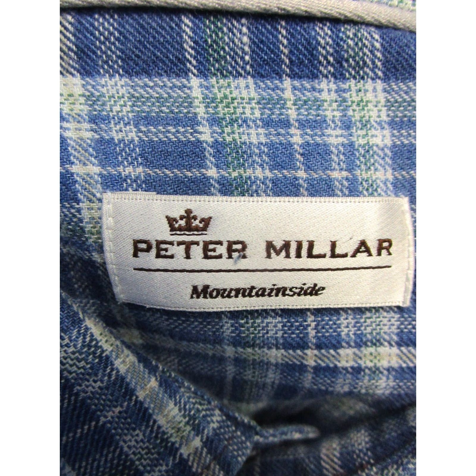 Peter Millar VINTAGE Peter Millar Mountainside Shirt Mens Medium Blue Plaid Cotton Knit Flannel Button-Up M Mens Size US M / EU 48-50 / 2 - 3 Thumbnail