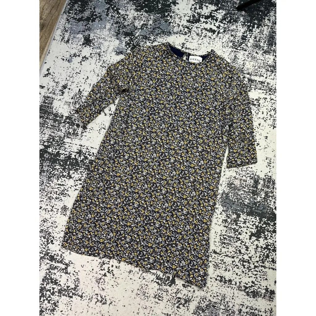 Ganni Ganni Dress Navy Yellow Size: M Size M / US 6-8 / IT 42-44 - 2 Thumbnail